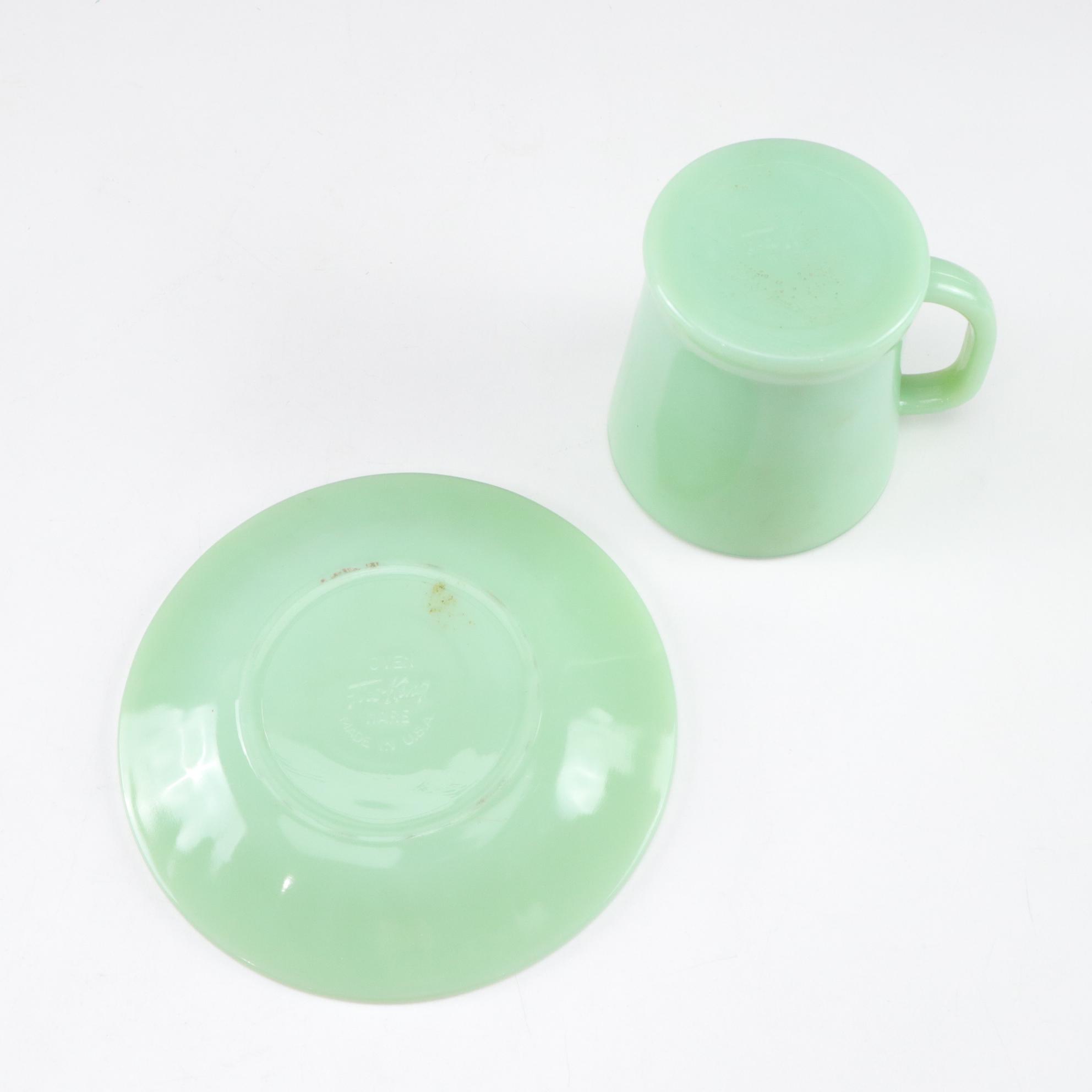 McKee Uranium Glass Bowls with Fire-King Jadite Dinnerware