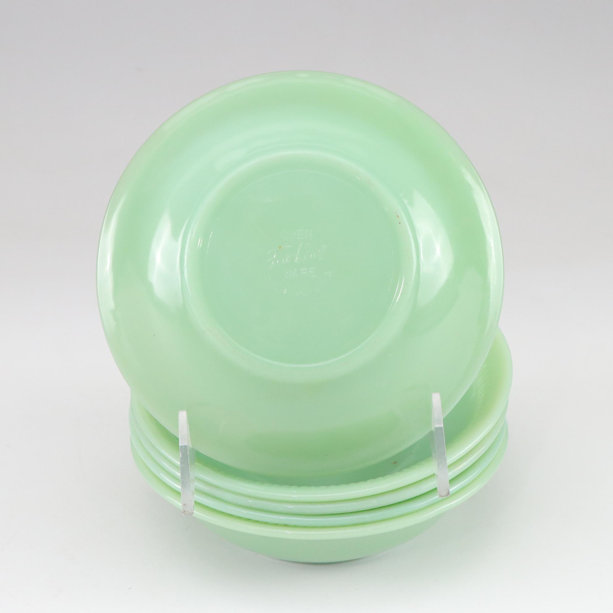 McKee Uranium Glass Bowls with Fire-King Jadite Dinnerware