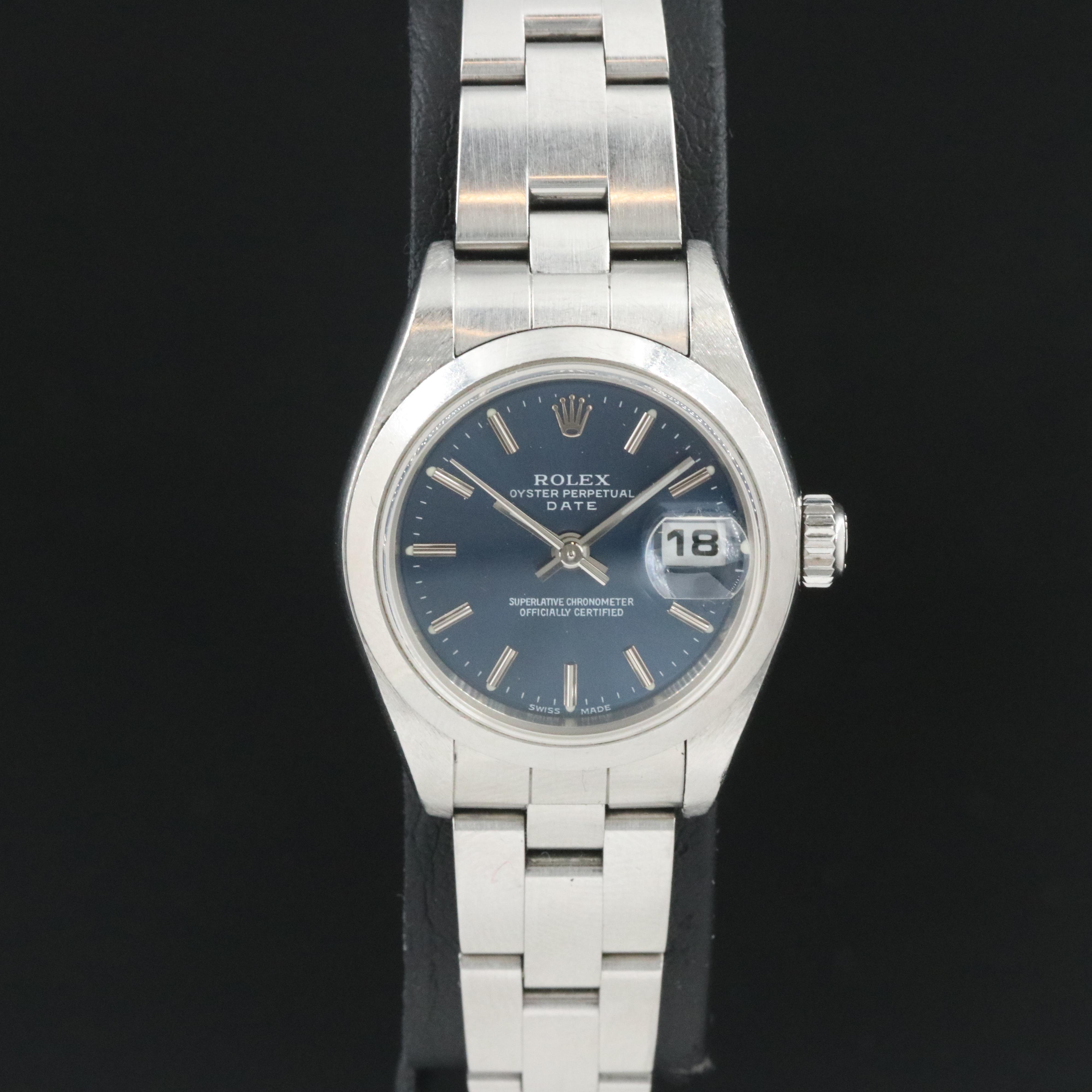 2004 Rolex Oyster Perpetual Blue Dial Date Watch