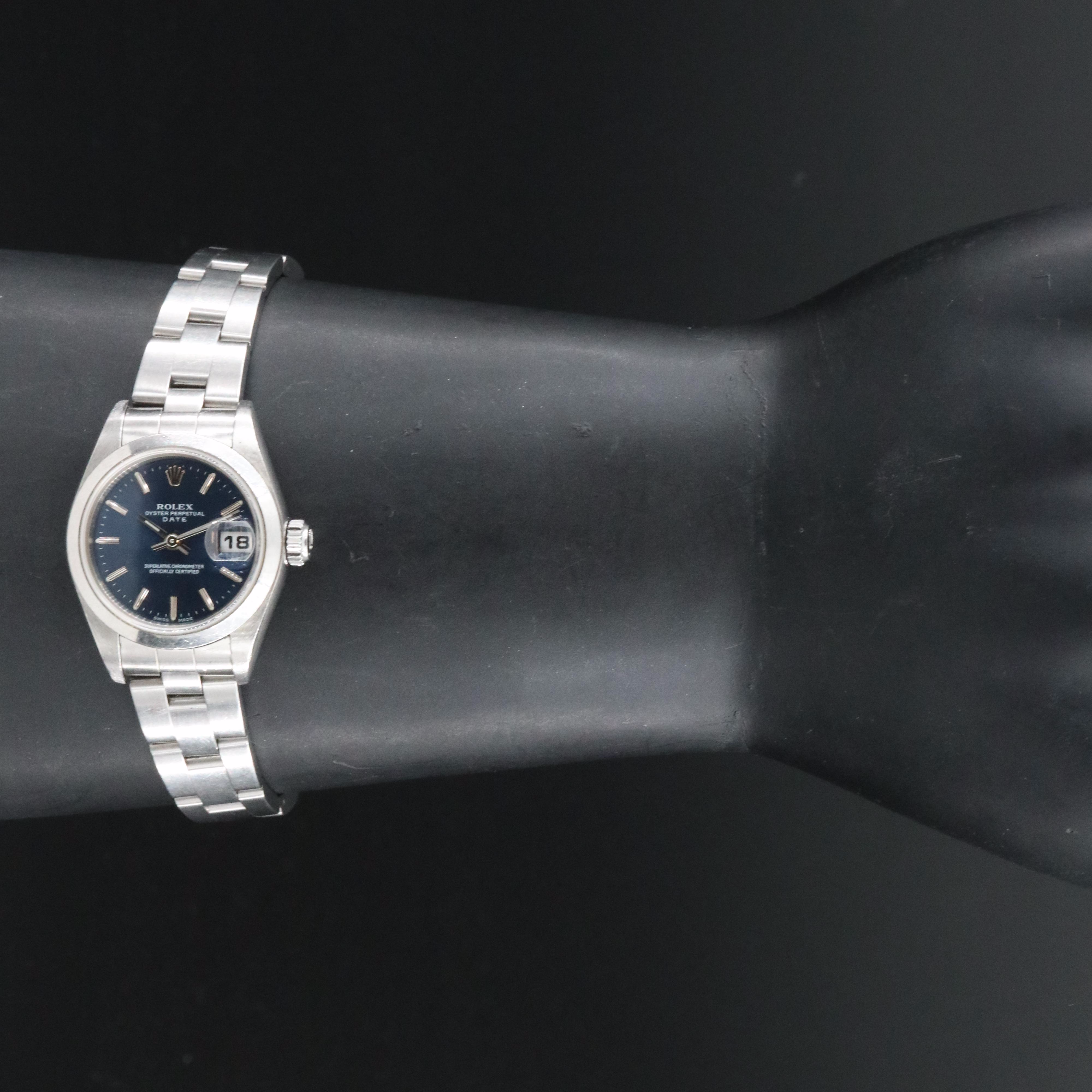 2004 Rolex Oyster Perpetual Blue Dial Date Watch