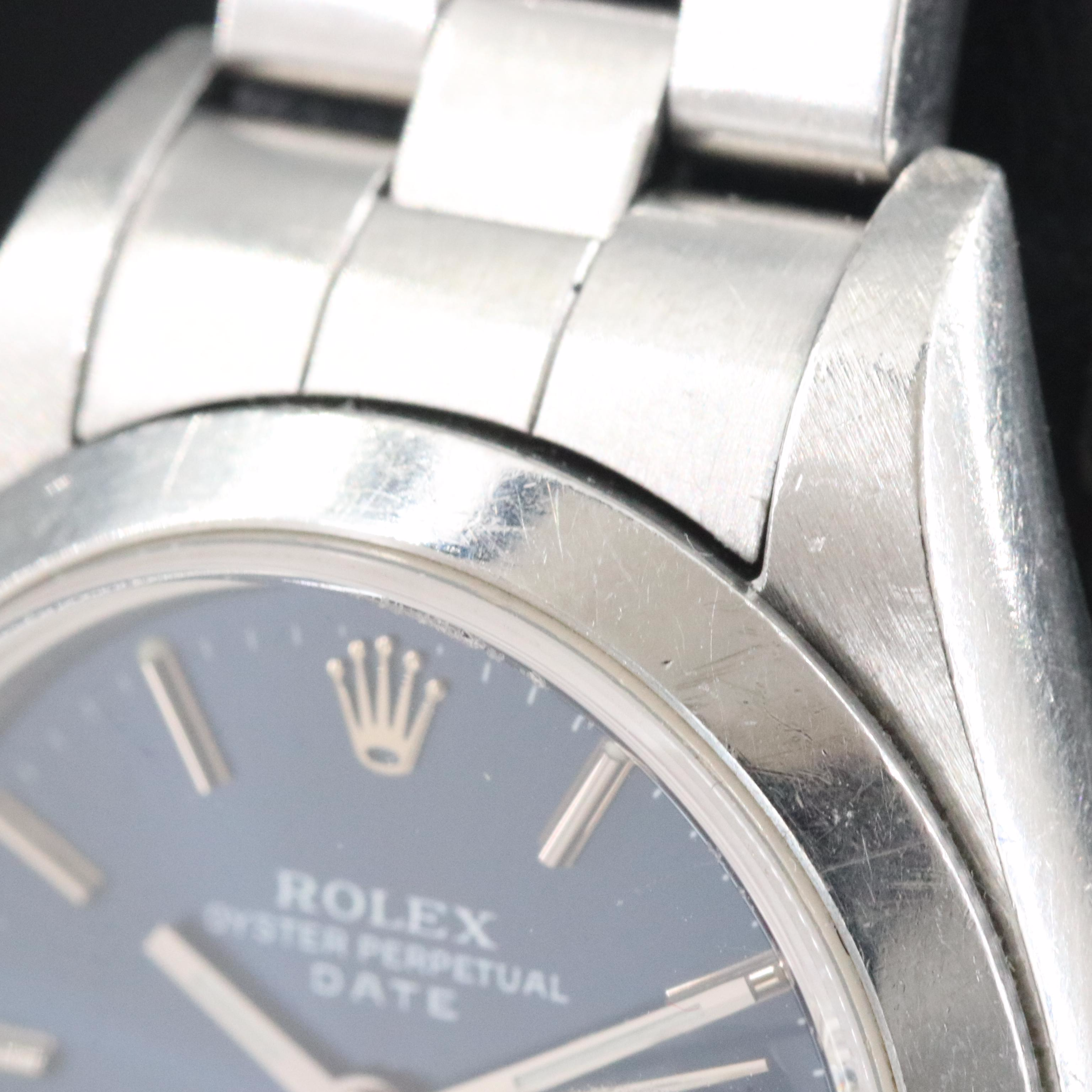 2004 Rolex Oyster Perpetual Blue Dial Date Watch