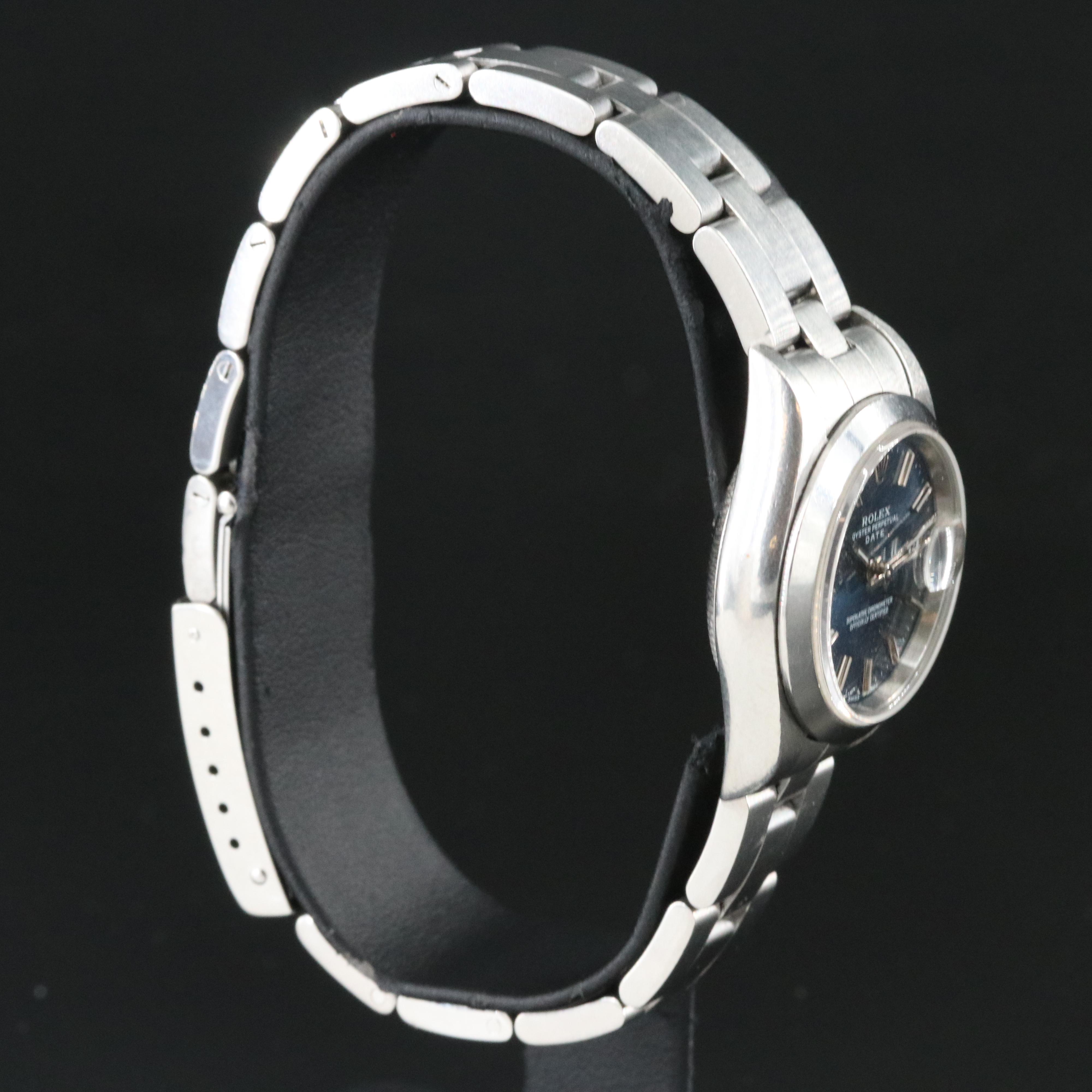 2004 Rolex Oyster Perpetual Blue Dial Date Watch