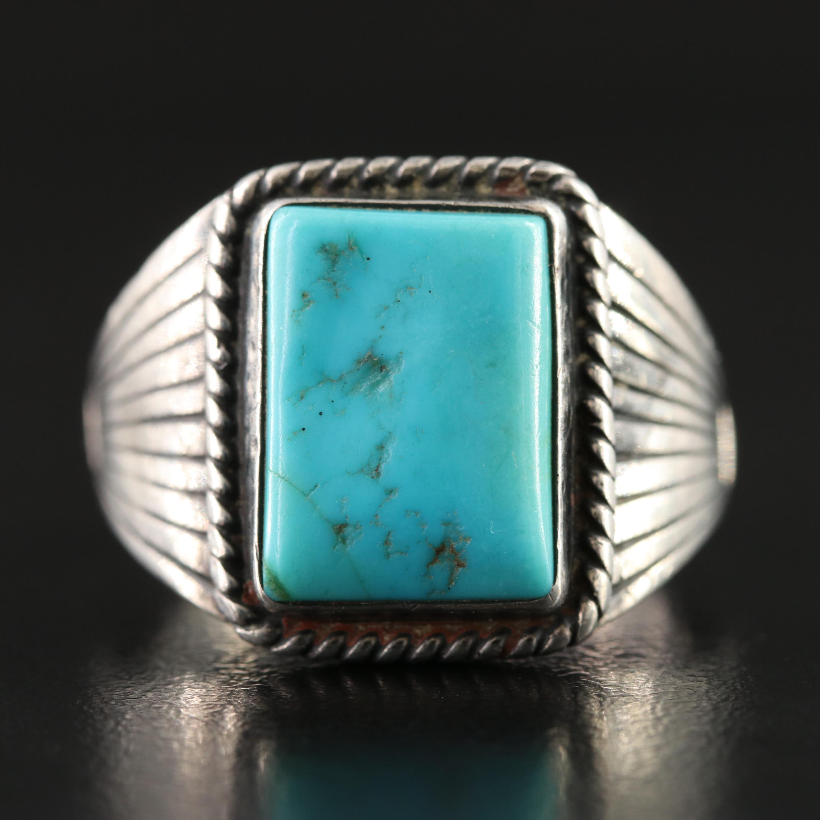 Southwestern Signed Sterling Turquoise Ring