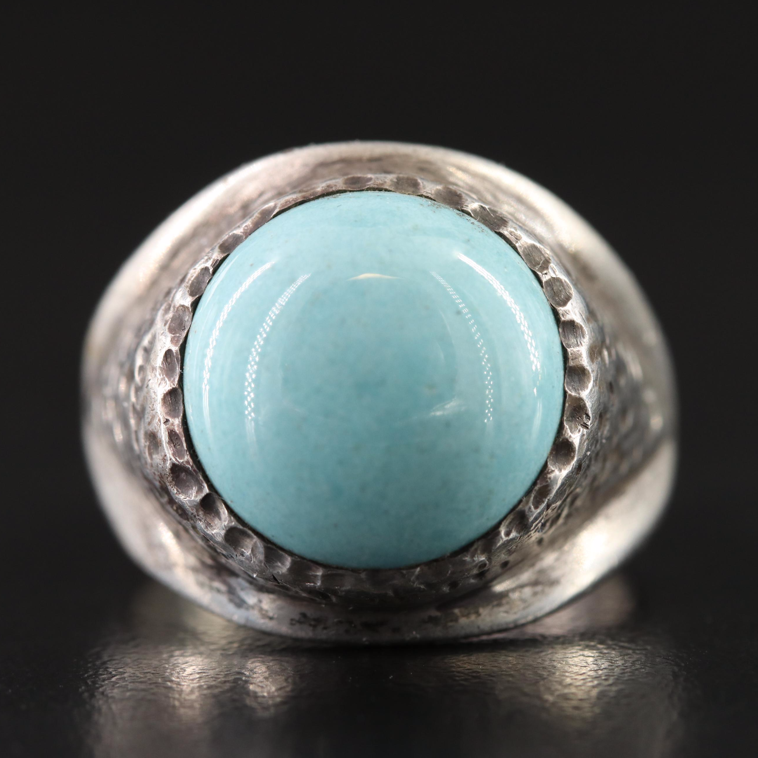 Mexican Signed Sterling Faux Turquoise Ring