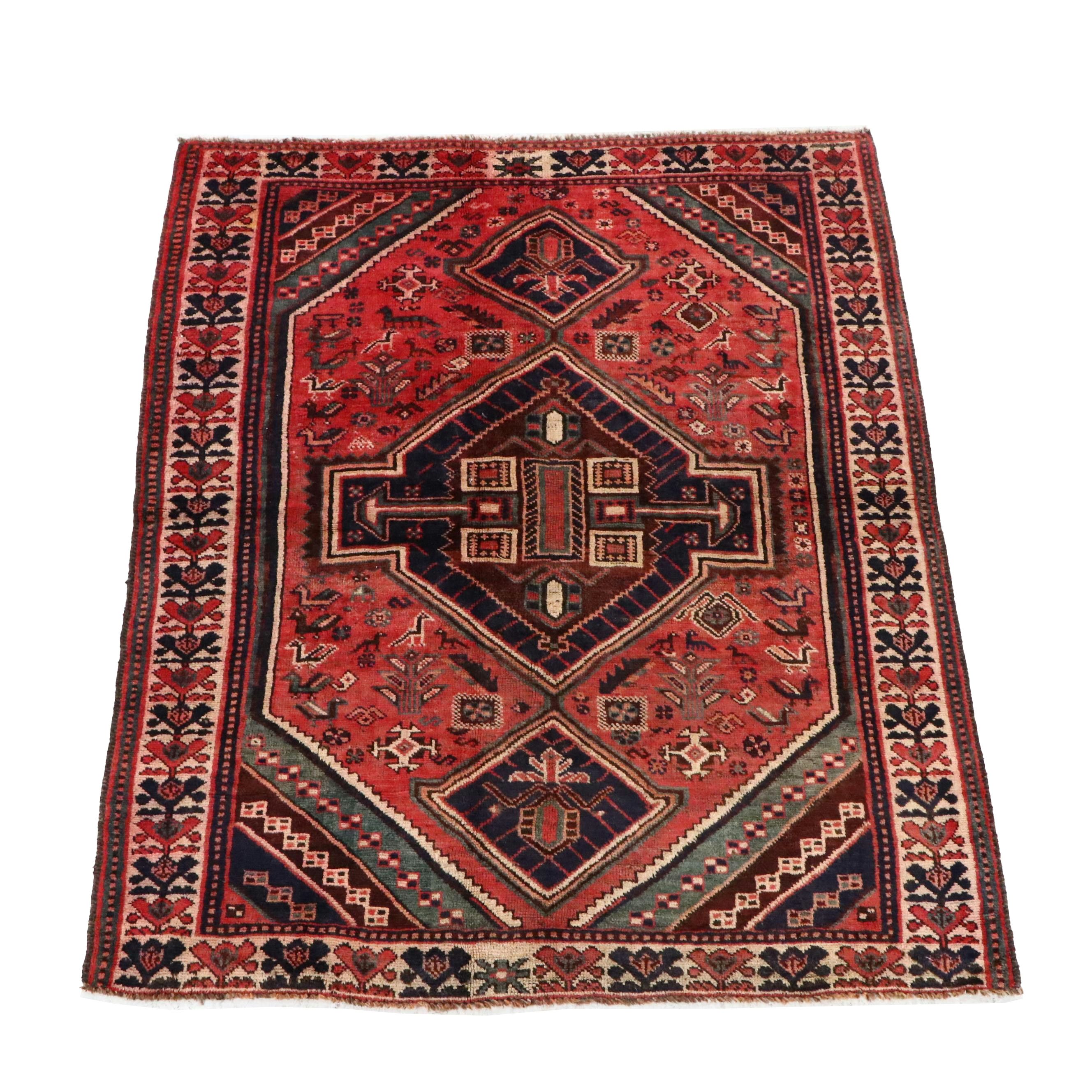 5'6 x 6'11 Hand-Knotted Persian Kurdish Area Rug