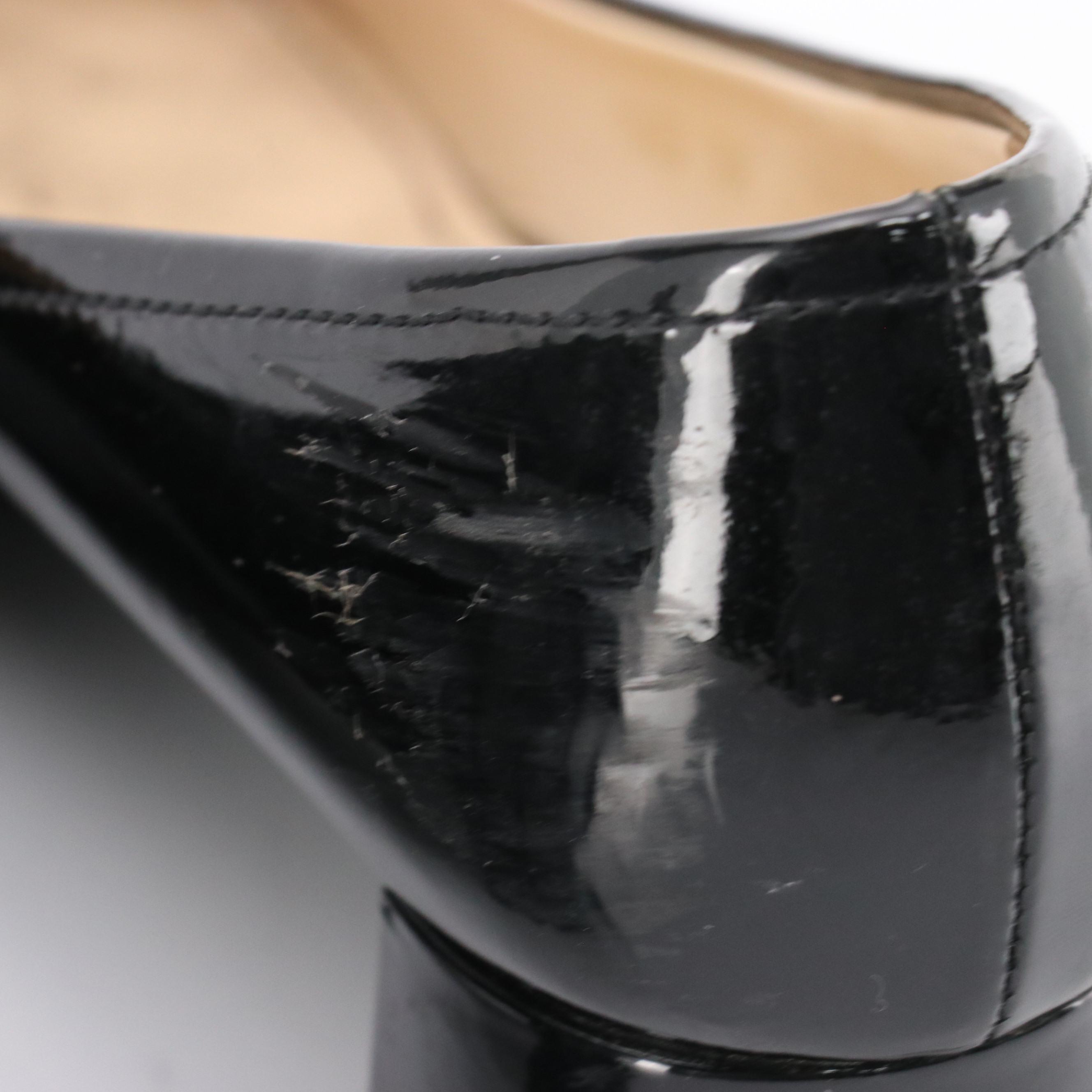 Prada Bow Pumps in Black Patent Leather with Box