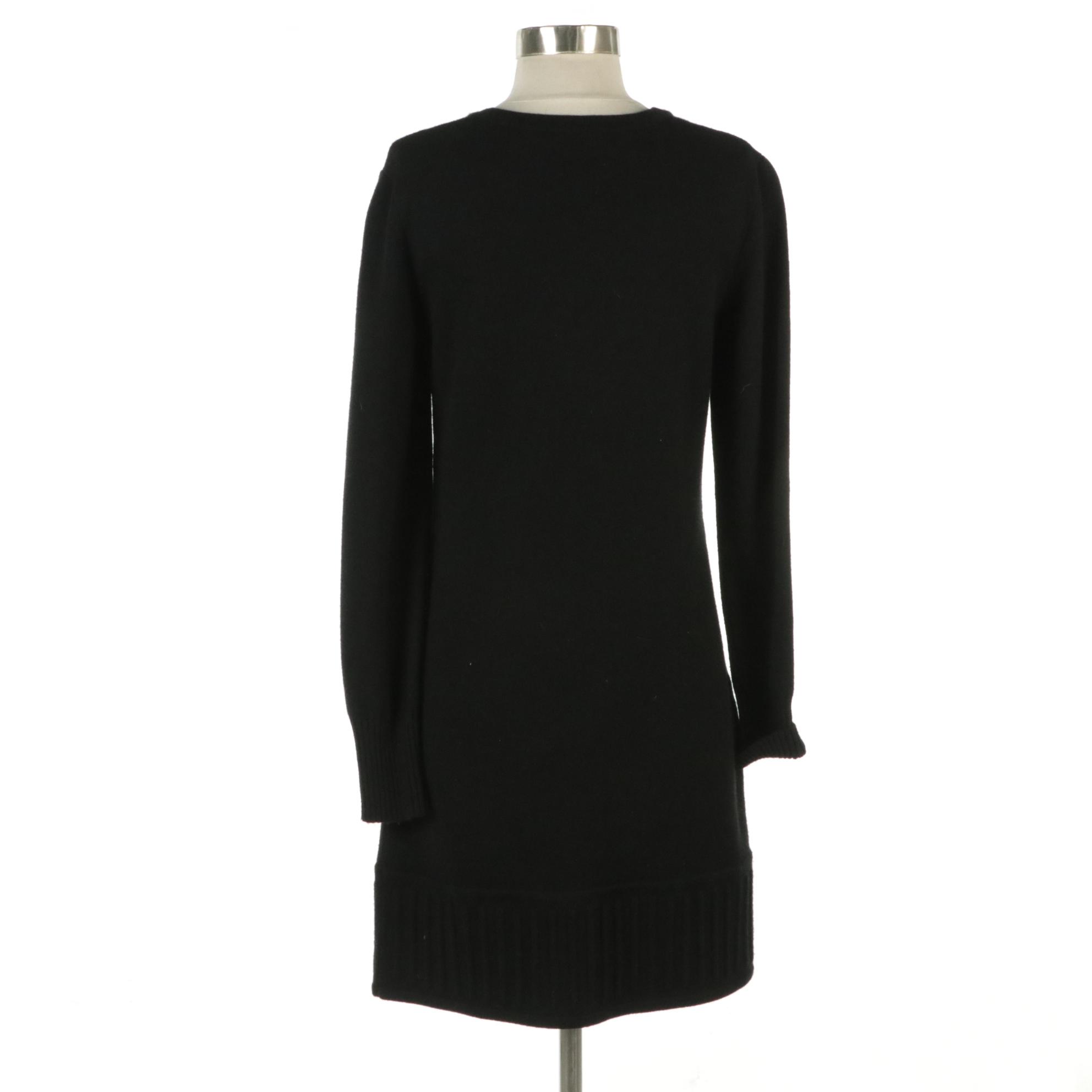 Chanel Black Cashmere Blend Long Sleeve Dress with CC Boy Lock Pocket Detail