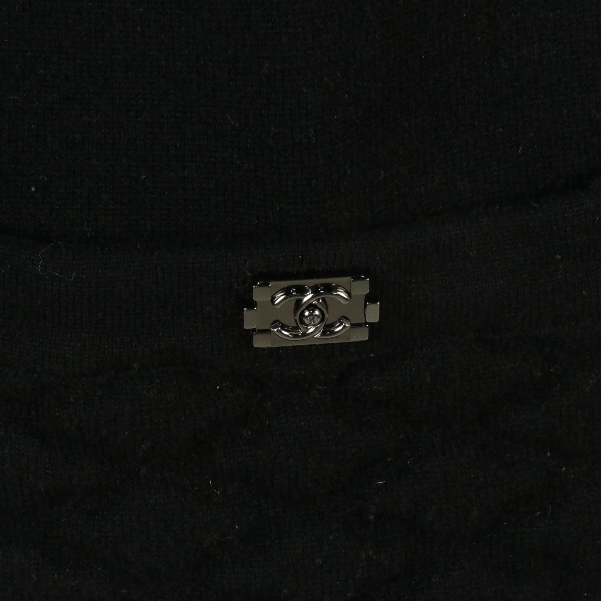 Chanel Black Cashmere Blend Long Sleeve Dress with CC Boy Lock Pocket Detail