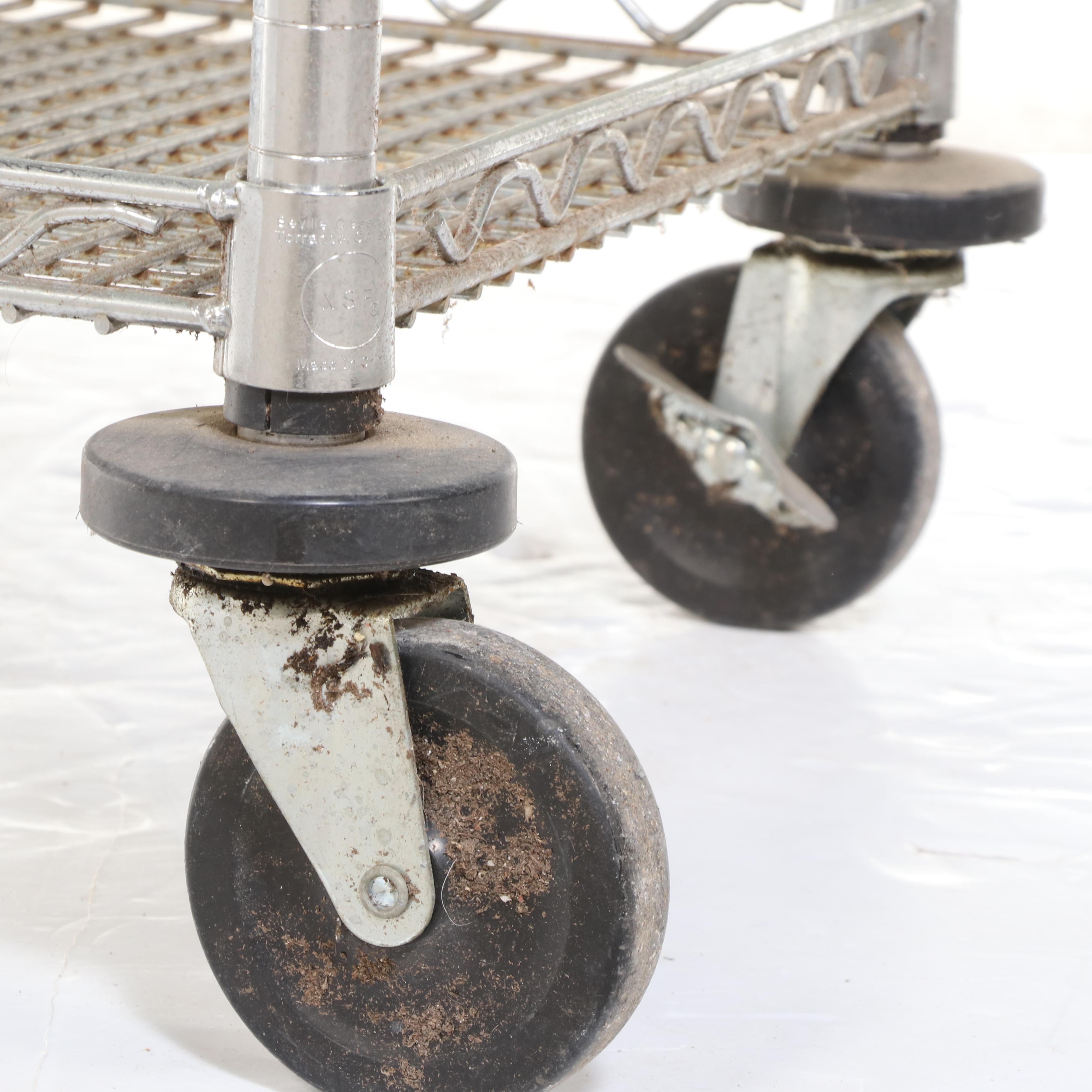 Three-Tier Wire Cart on Casters