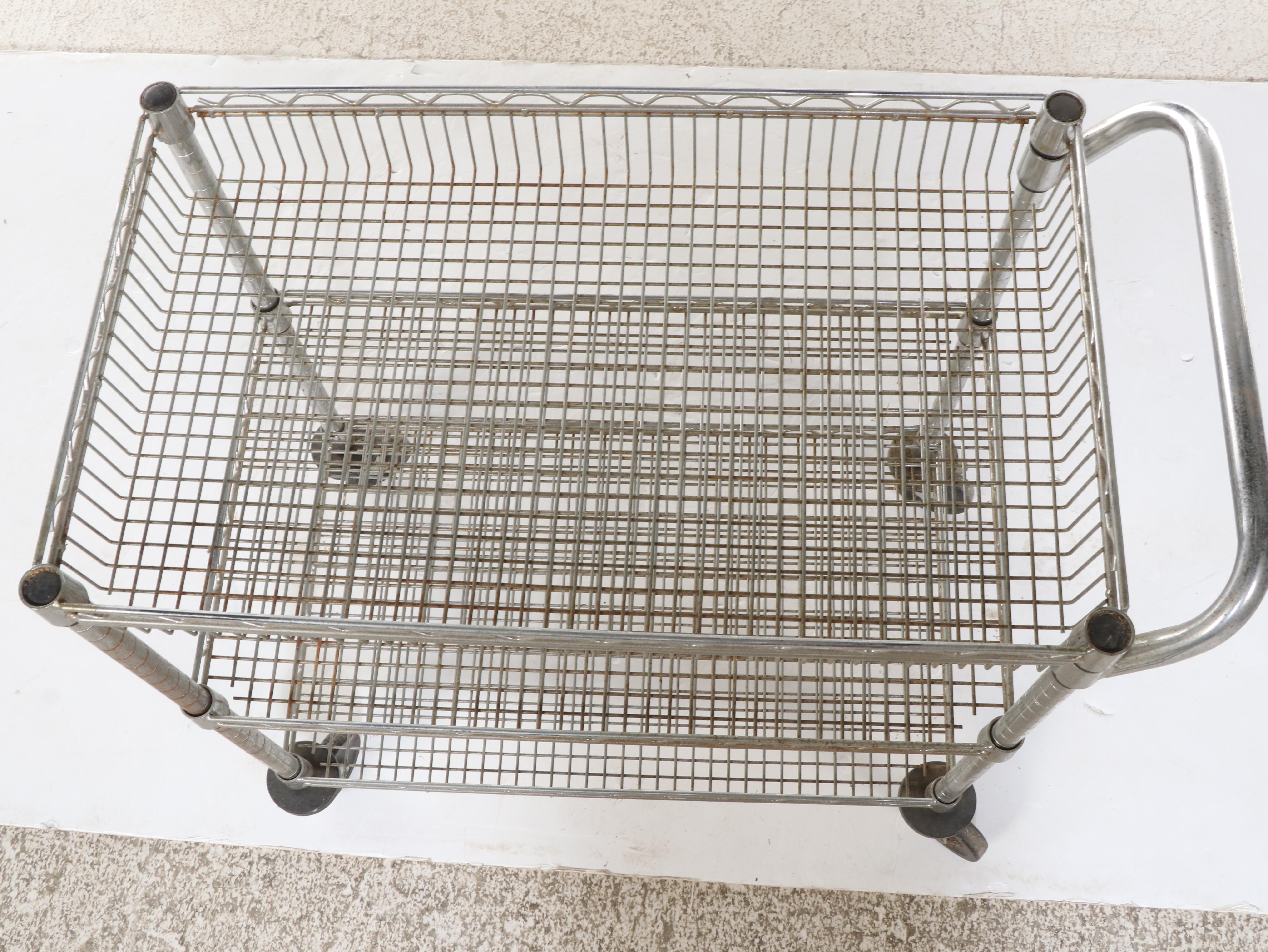 Three-Tier Wire Cart on Casters