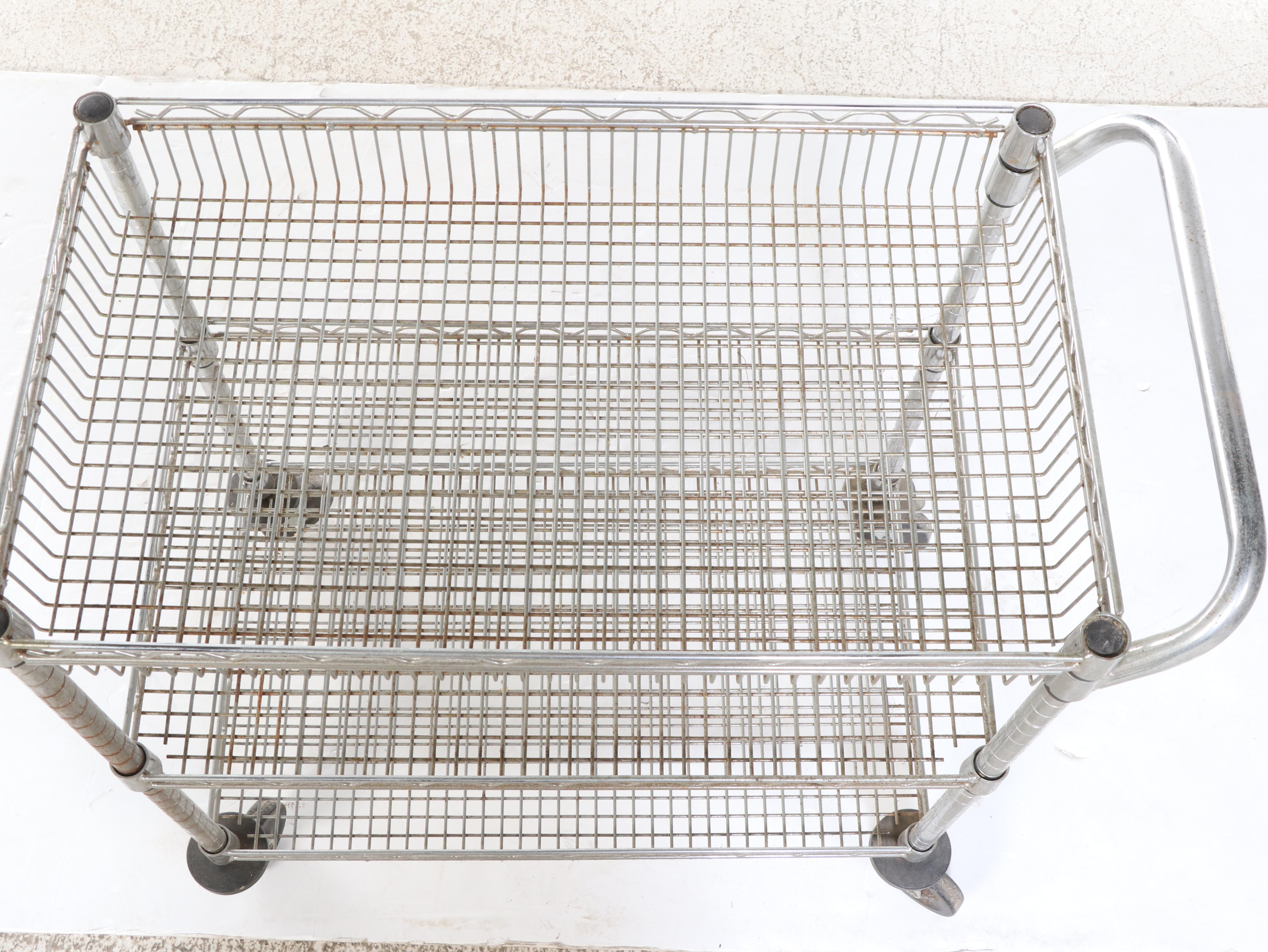 Three-Tier Wire Cart on Casters