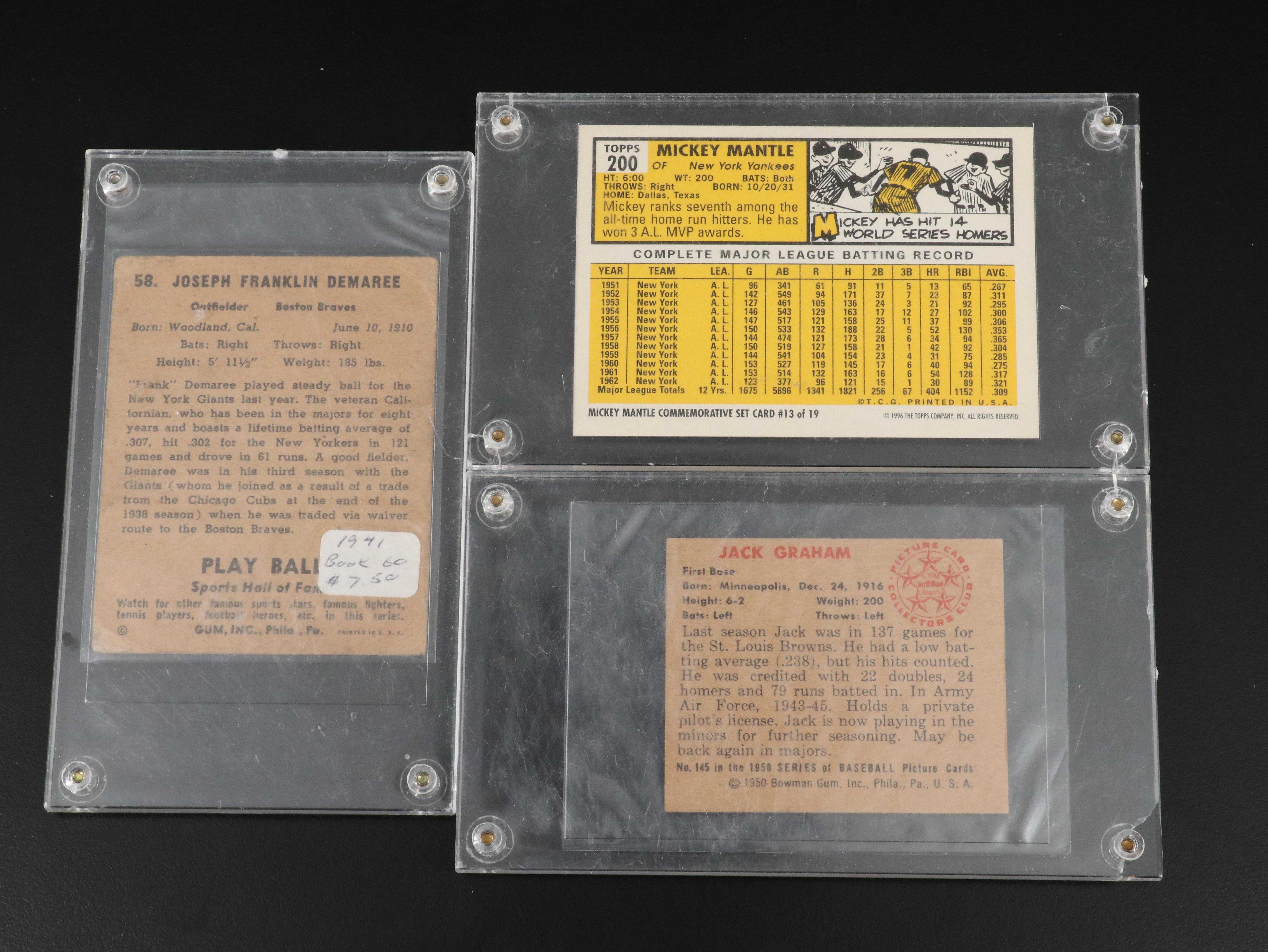 Topps with Other Baseball Cards Featuring Mickey Mantle and Hank Aaron