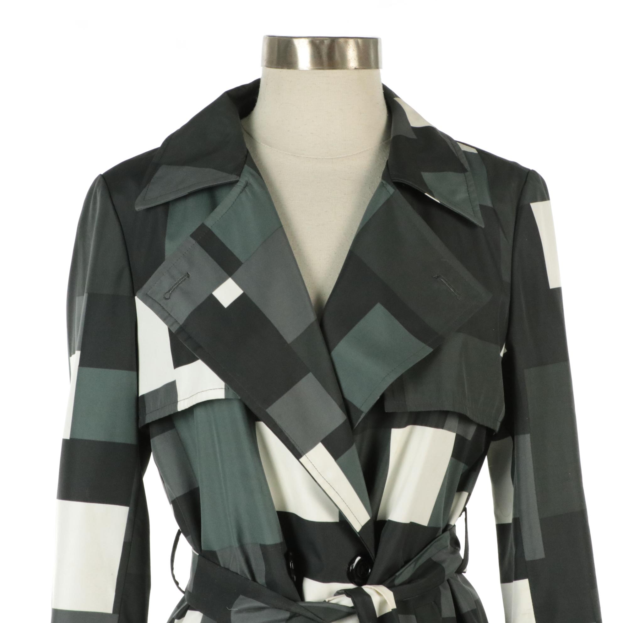 Dalkeith Black Cashmere Double-Breasted Long Coat with Other Printed Nylon Coat