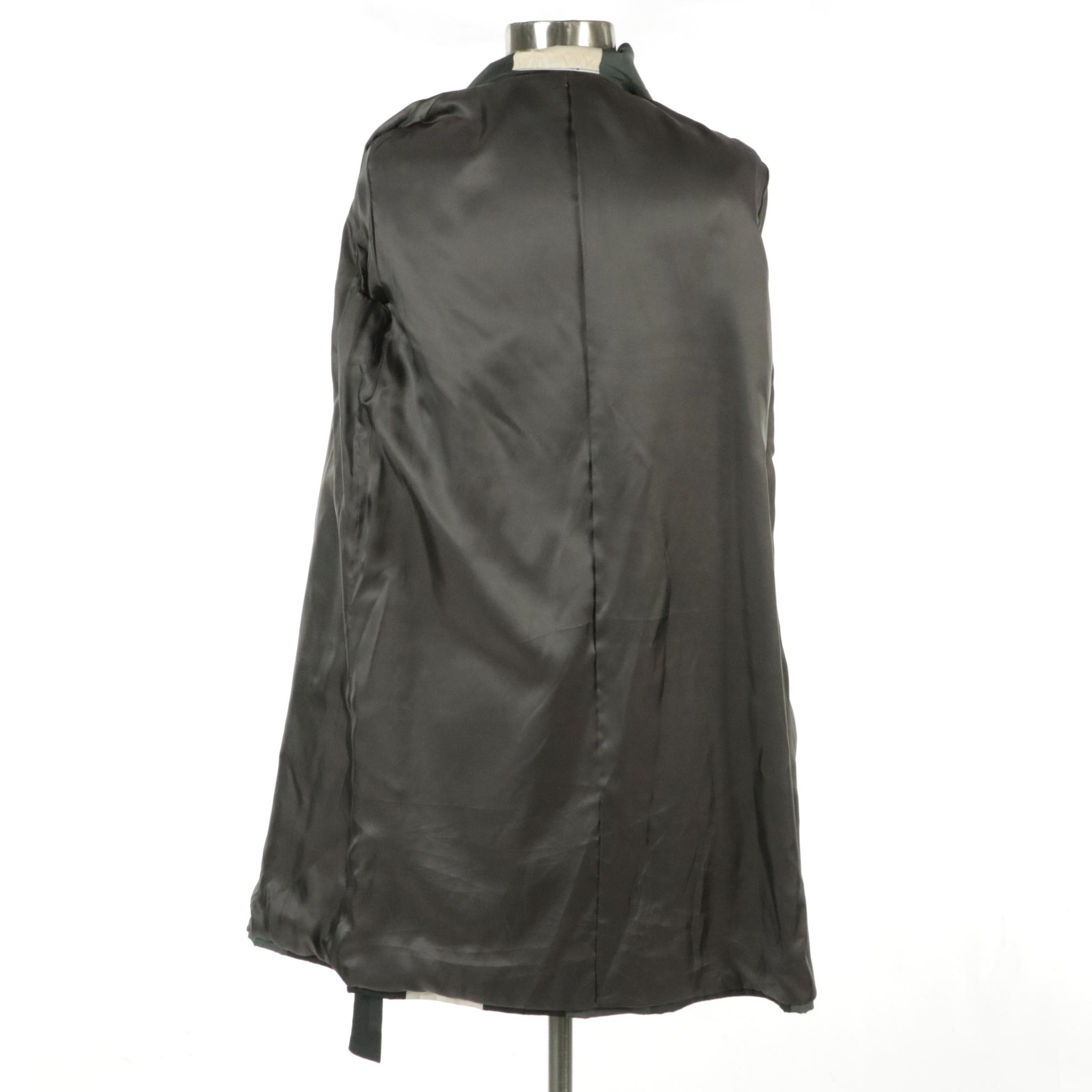 Dalkeith Black Cashmere Double-Breasted Long Coat with Other Printed Nylon Coat