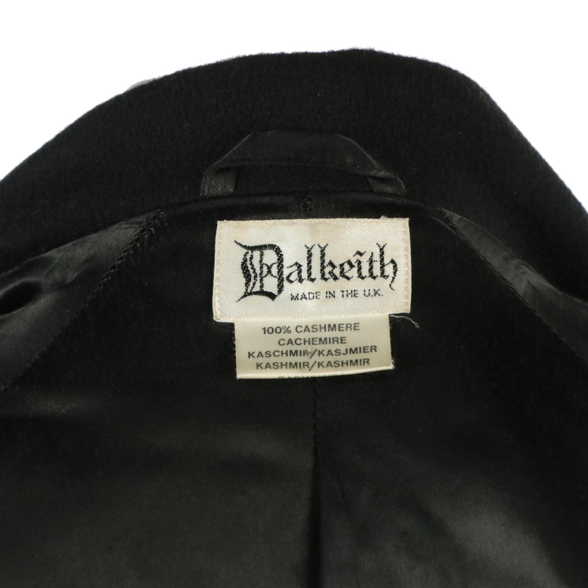Dalkeith Black Cashmere Double-Breasted Long Coat with Other Printed Nylon Coat