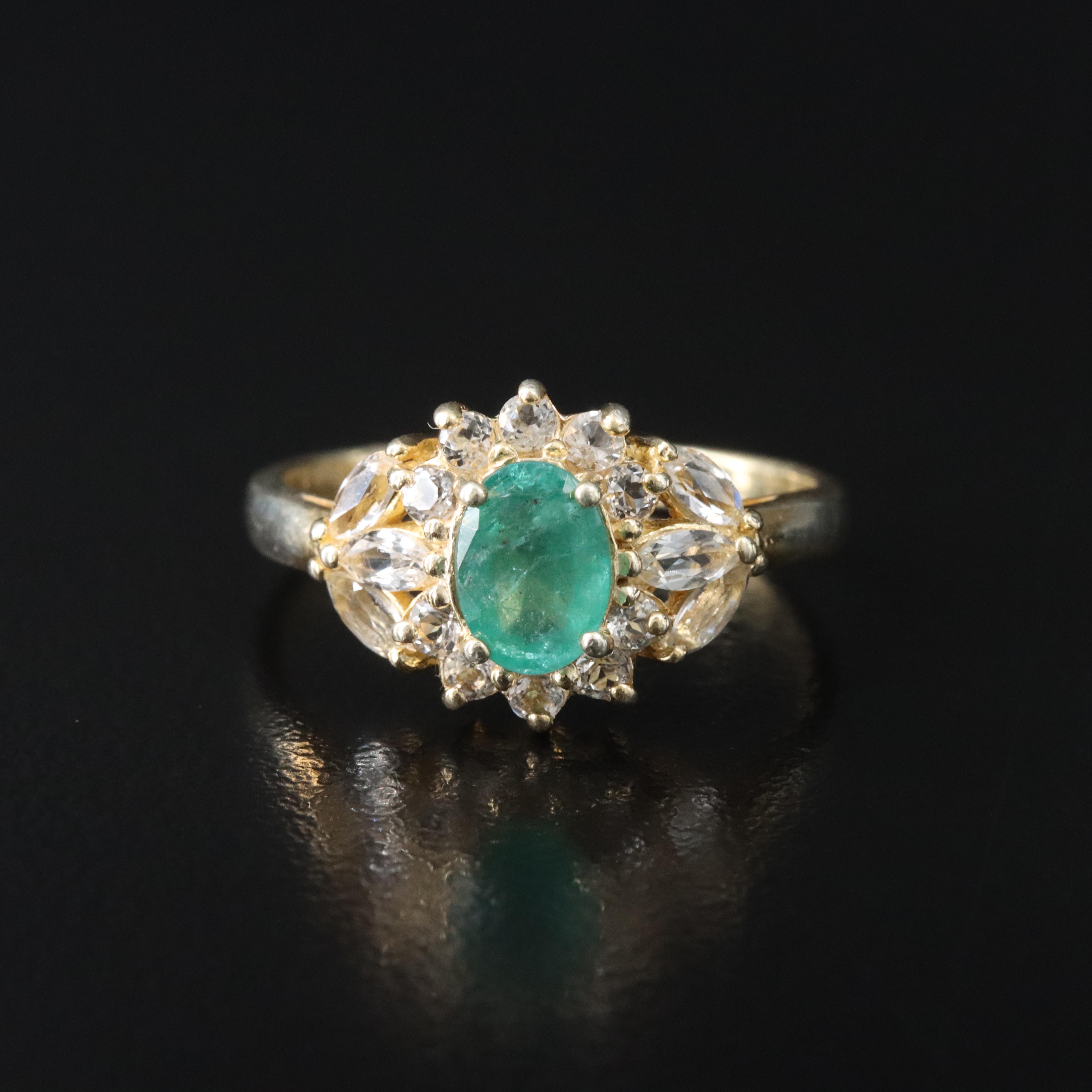 Alfred Durante Garden of Versailles Sterling Emerald and White Topaz Ring