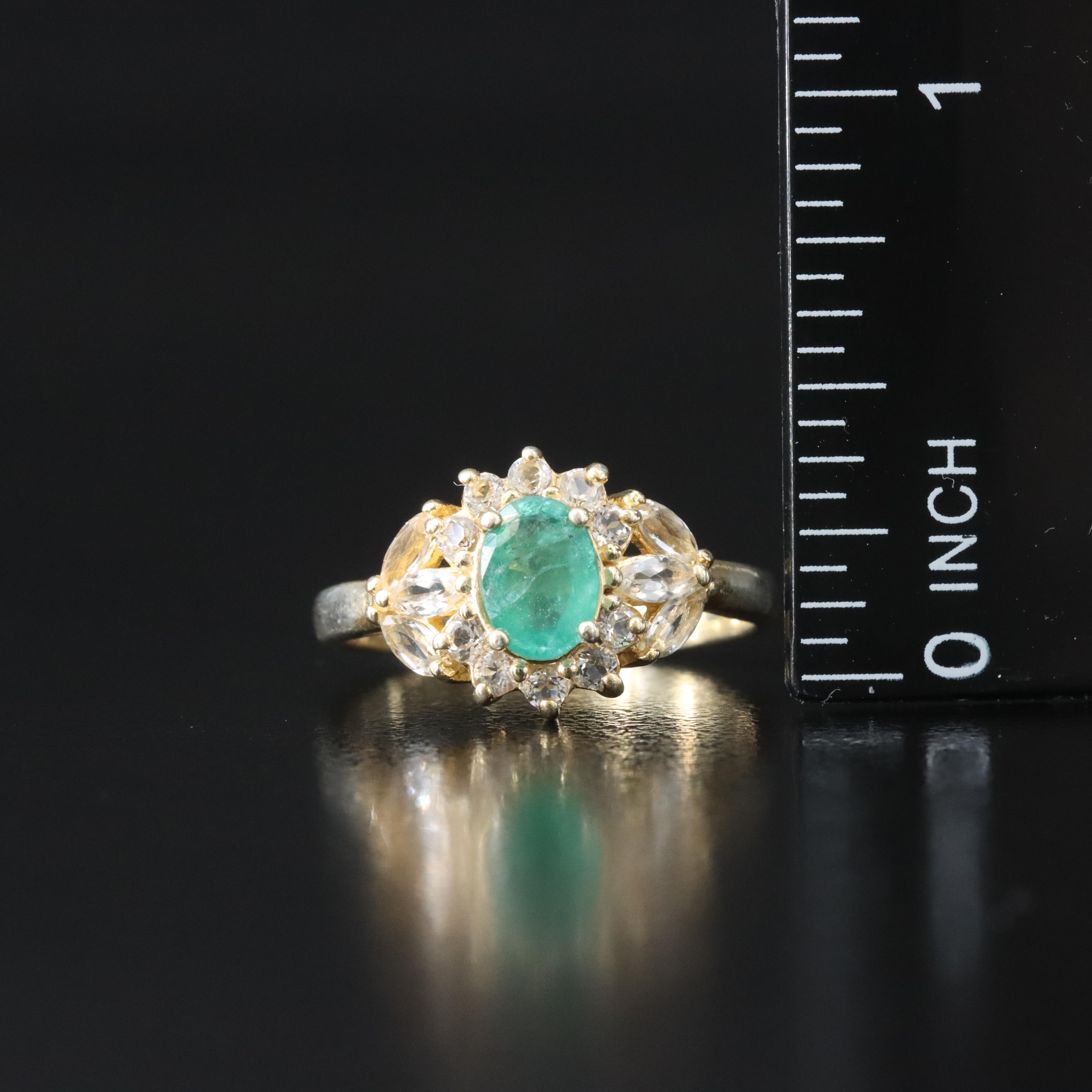 Alfred Durante Garden of Versailles Sterling Emerald and White Topaz Ring