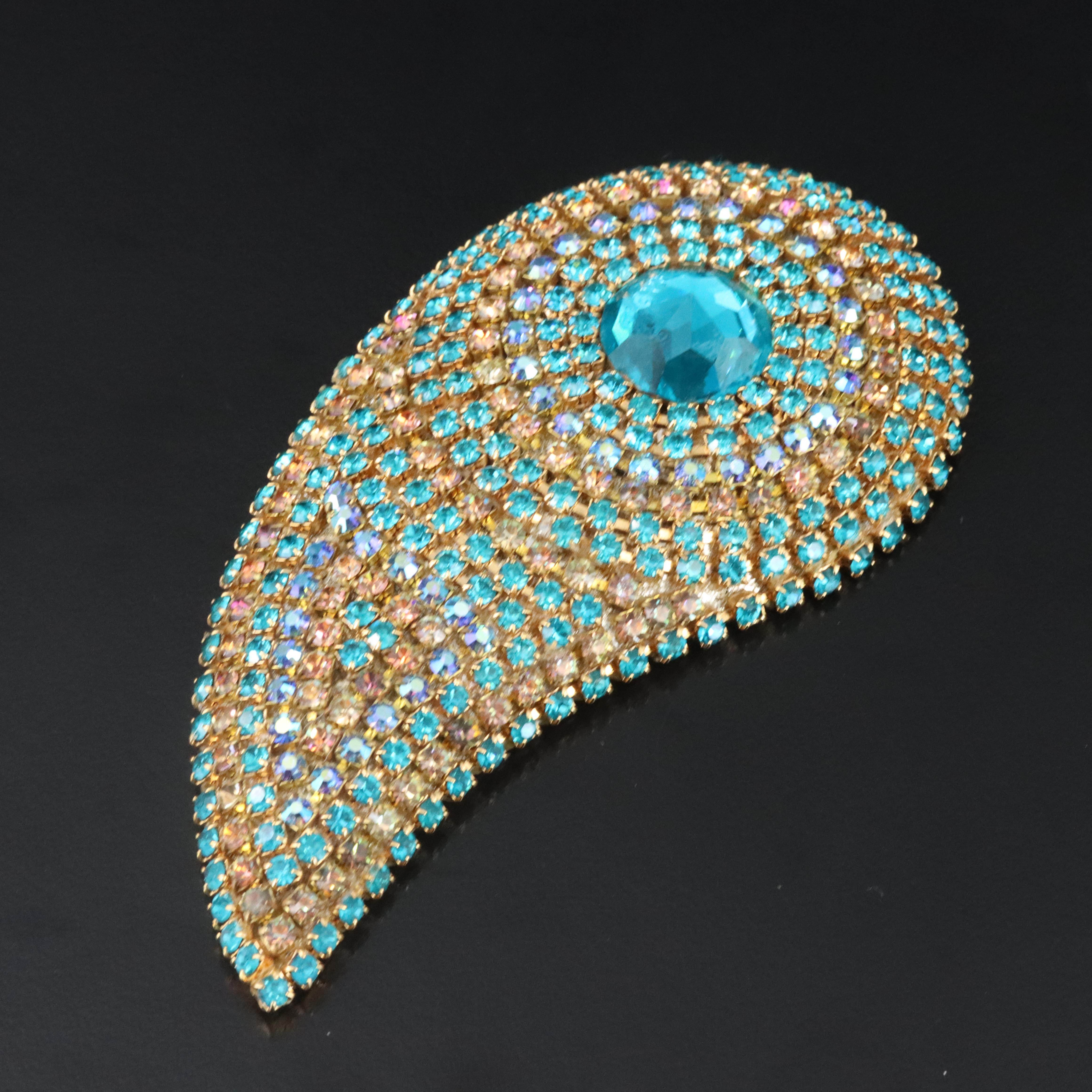 Rhinestone Peacock Brooch