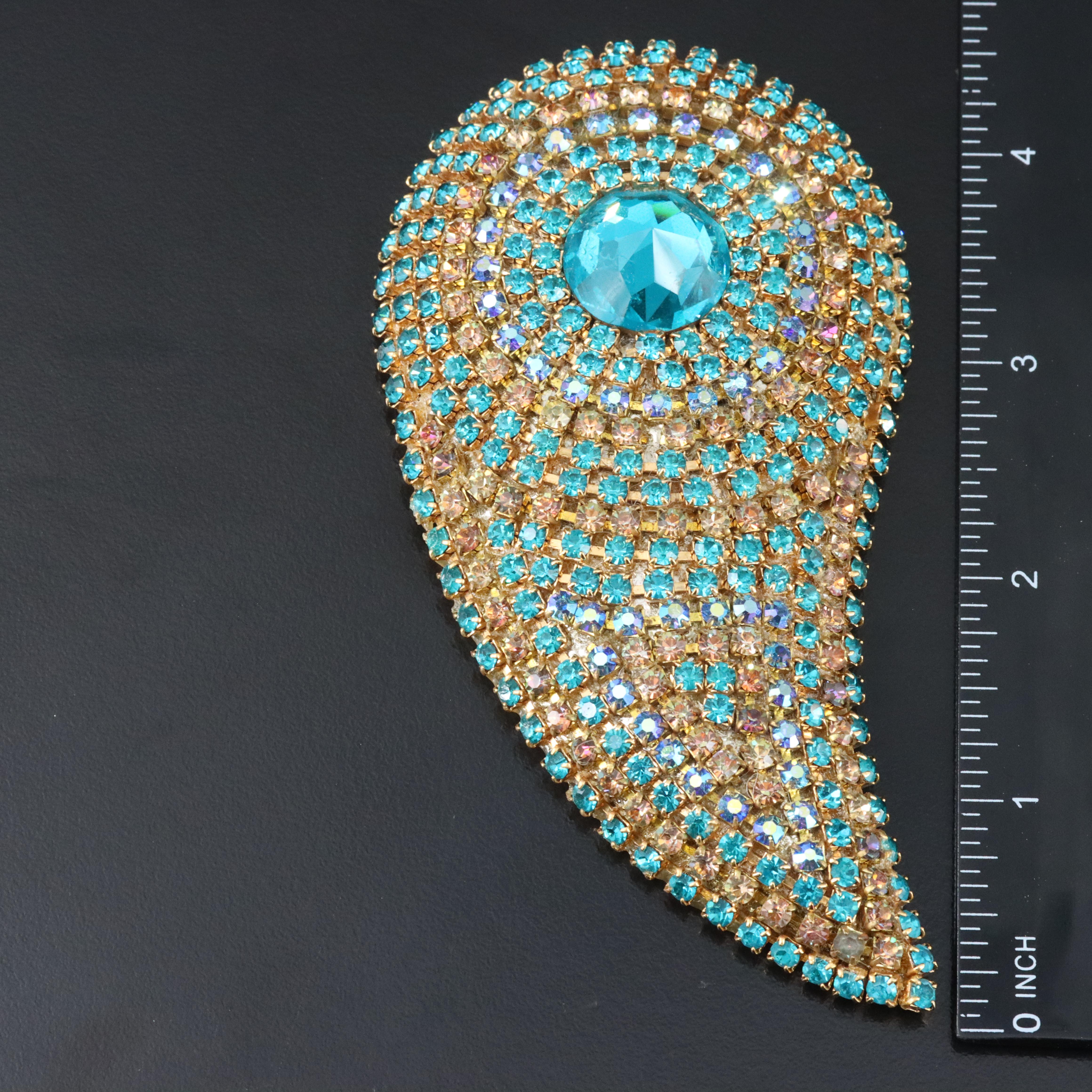Rhinestone Peacock Brooch