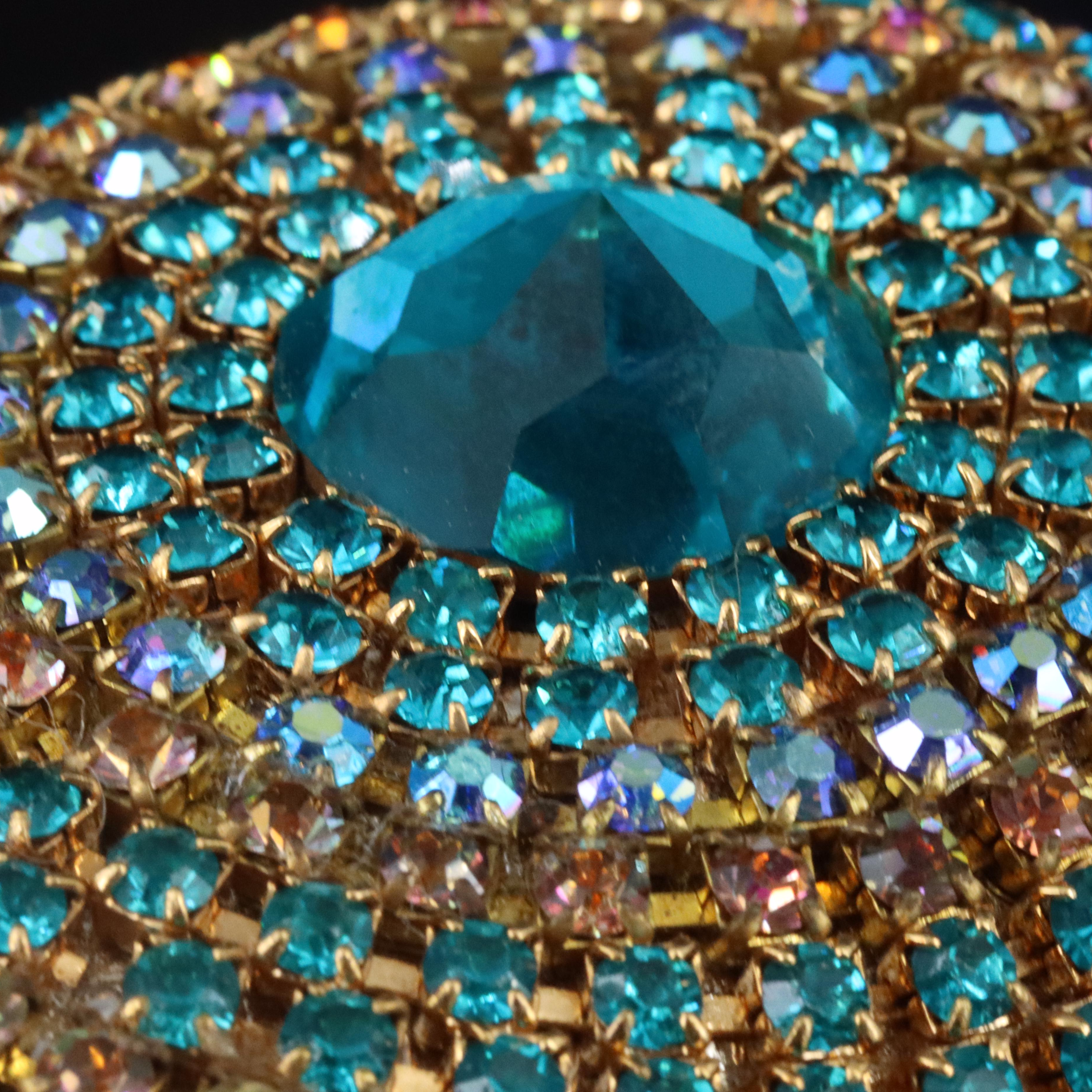 Rhinestone Peacock Brooch