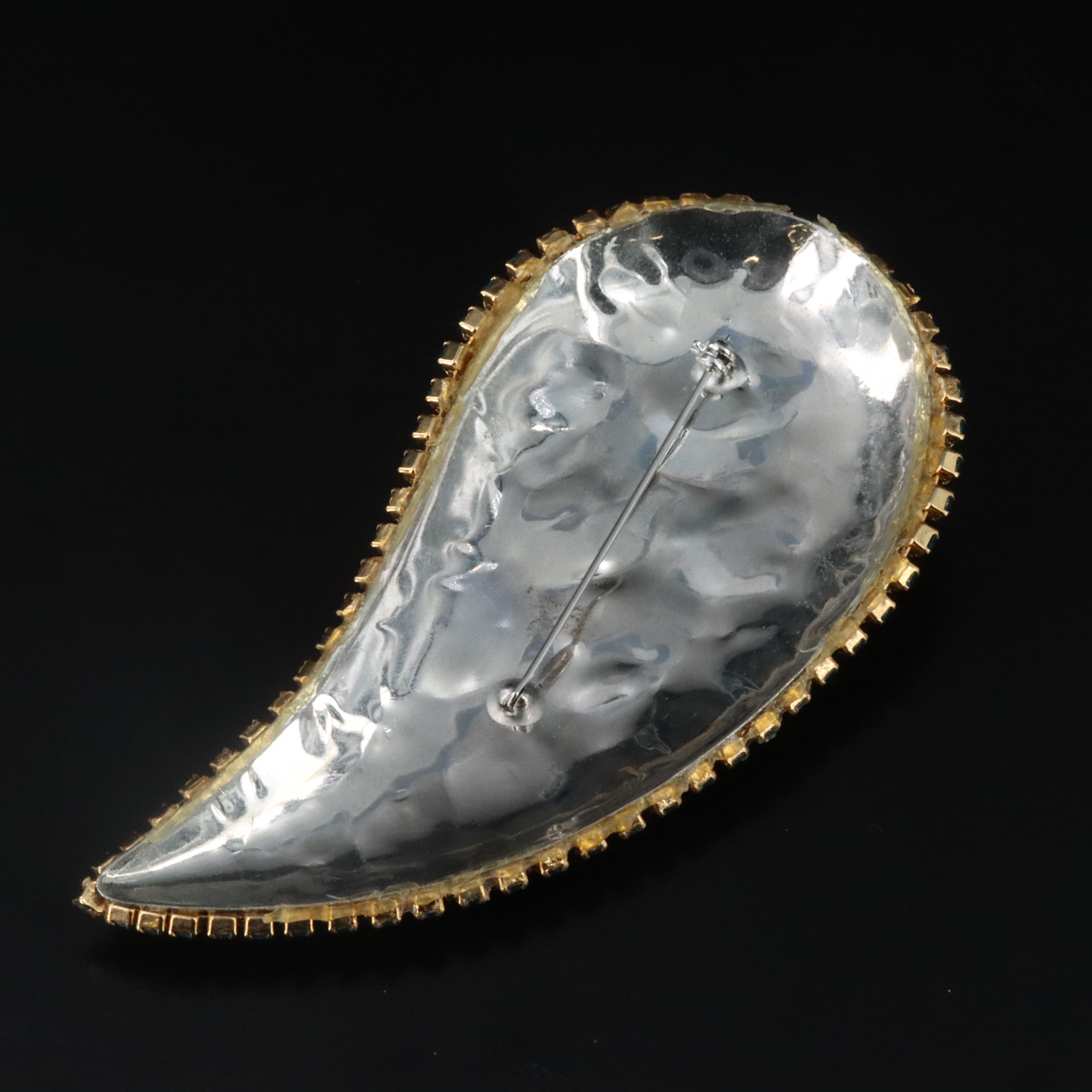 Rhinestone Peacock Brooch