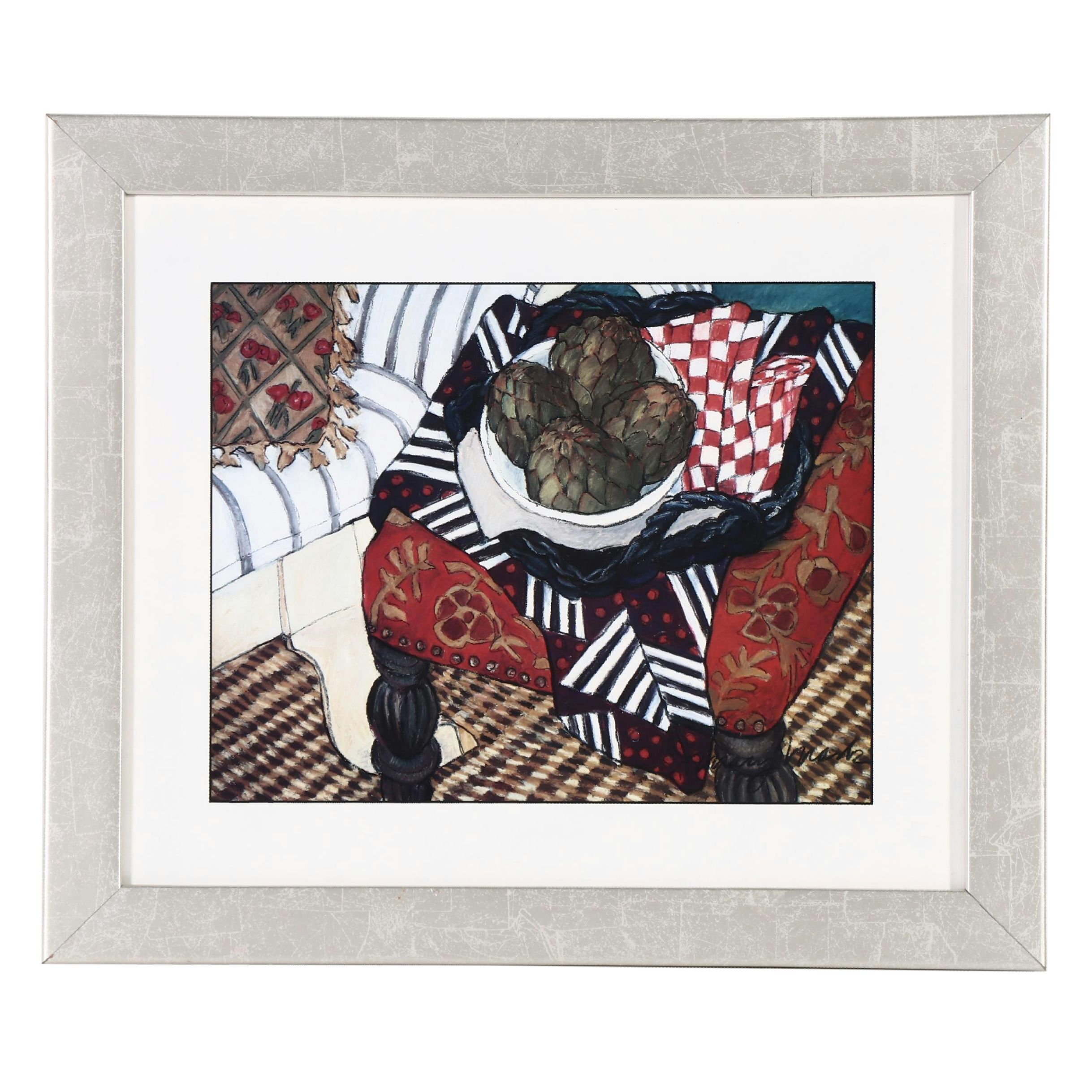 Offset Lithograph Still Life with Artichoke After Mary Mark