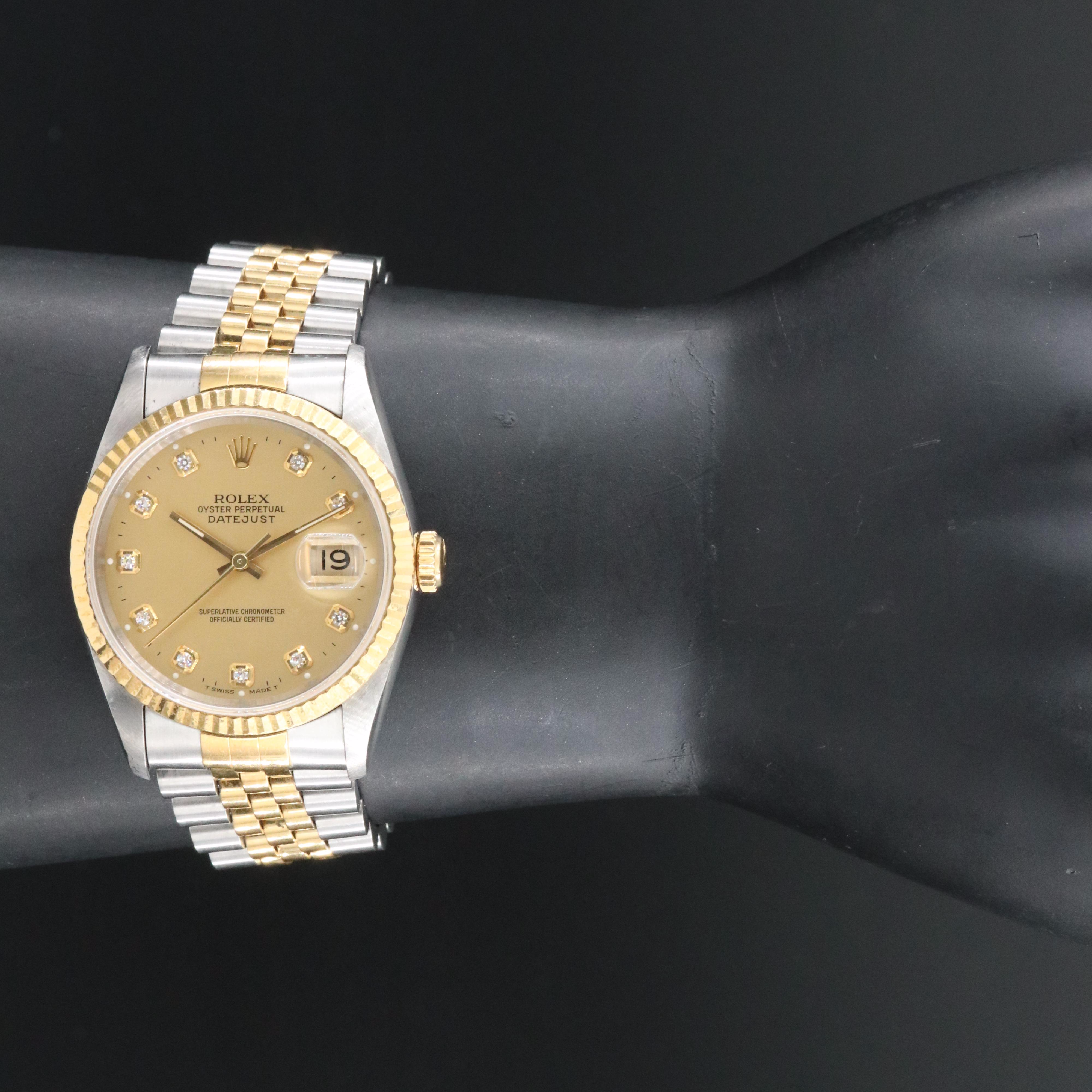 Rolex Two-Tone Datejust with Factory Diamond Dial Watch