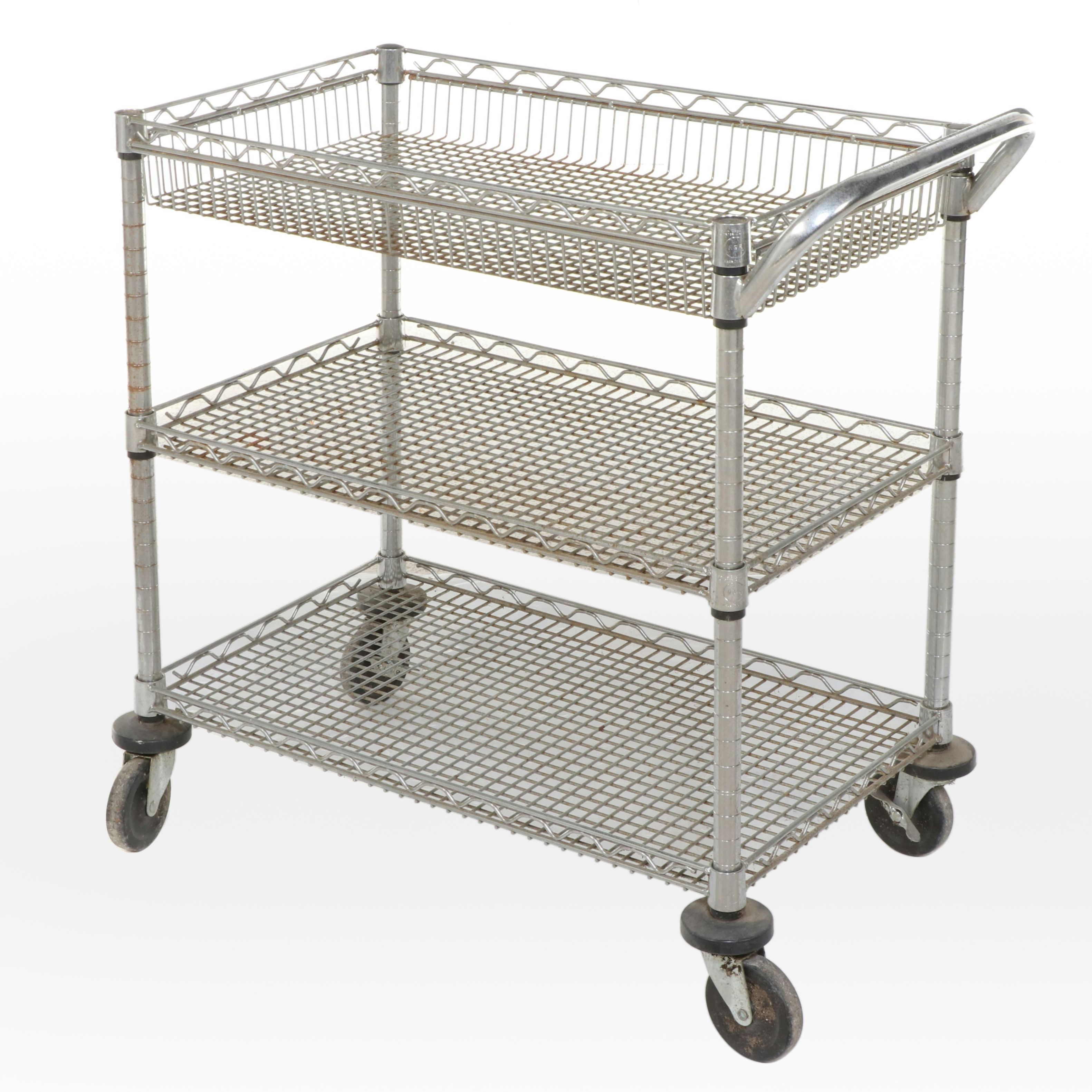 Three-Tier Wire Cart on Casters