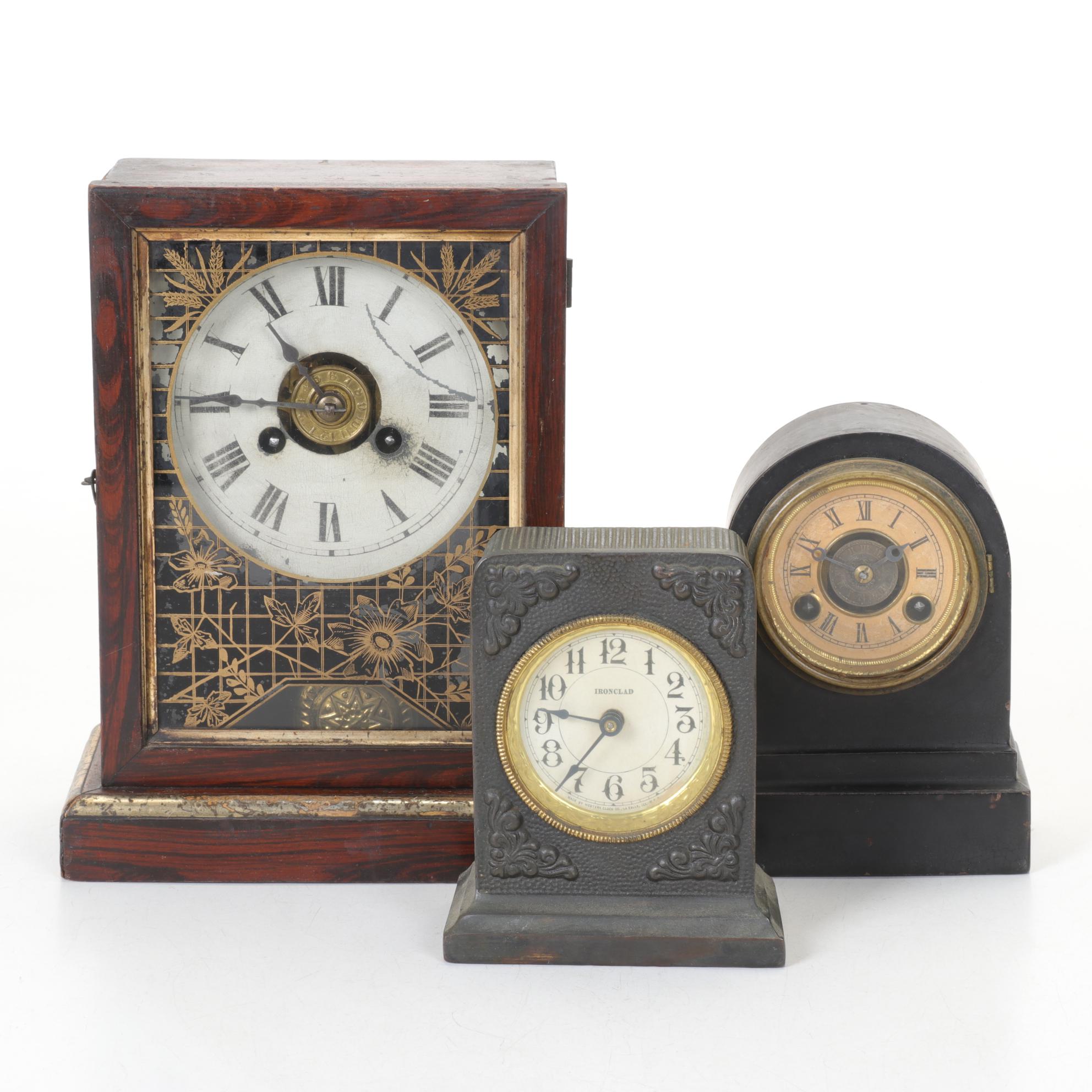 Wooden & Cast Iron Clocks Featuring "Ironclad" by Western Clock Co.