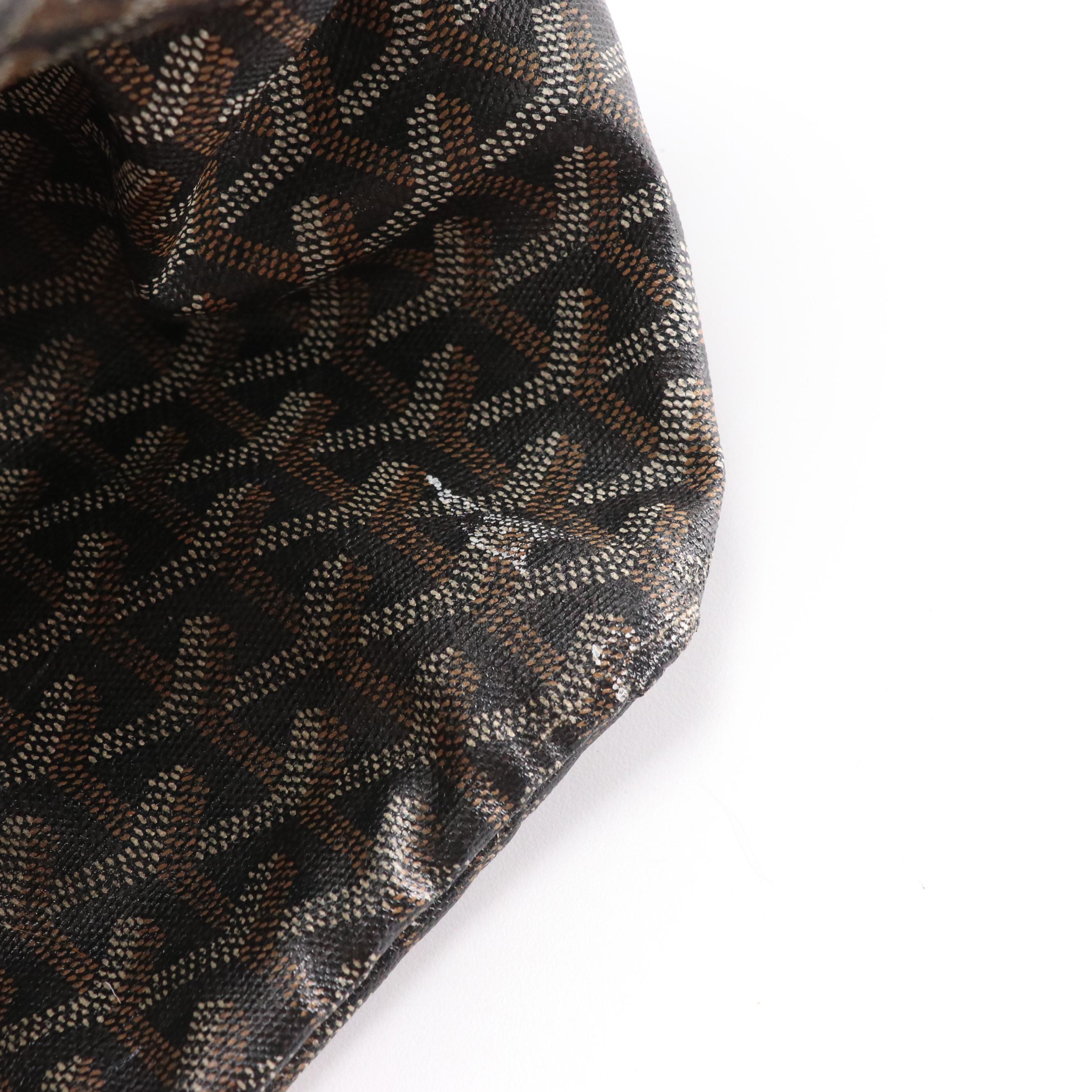 Goyard Saint Louis GM Tote Bag and Pouch in Black & Tan Goyardine Canvas