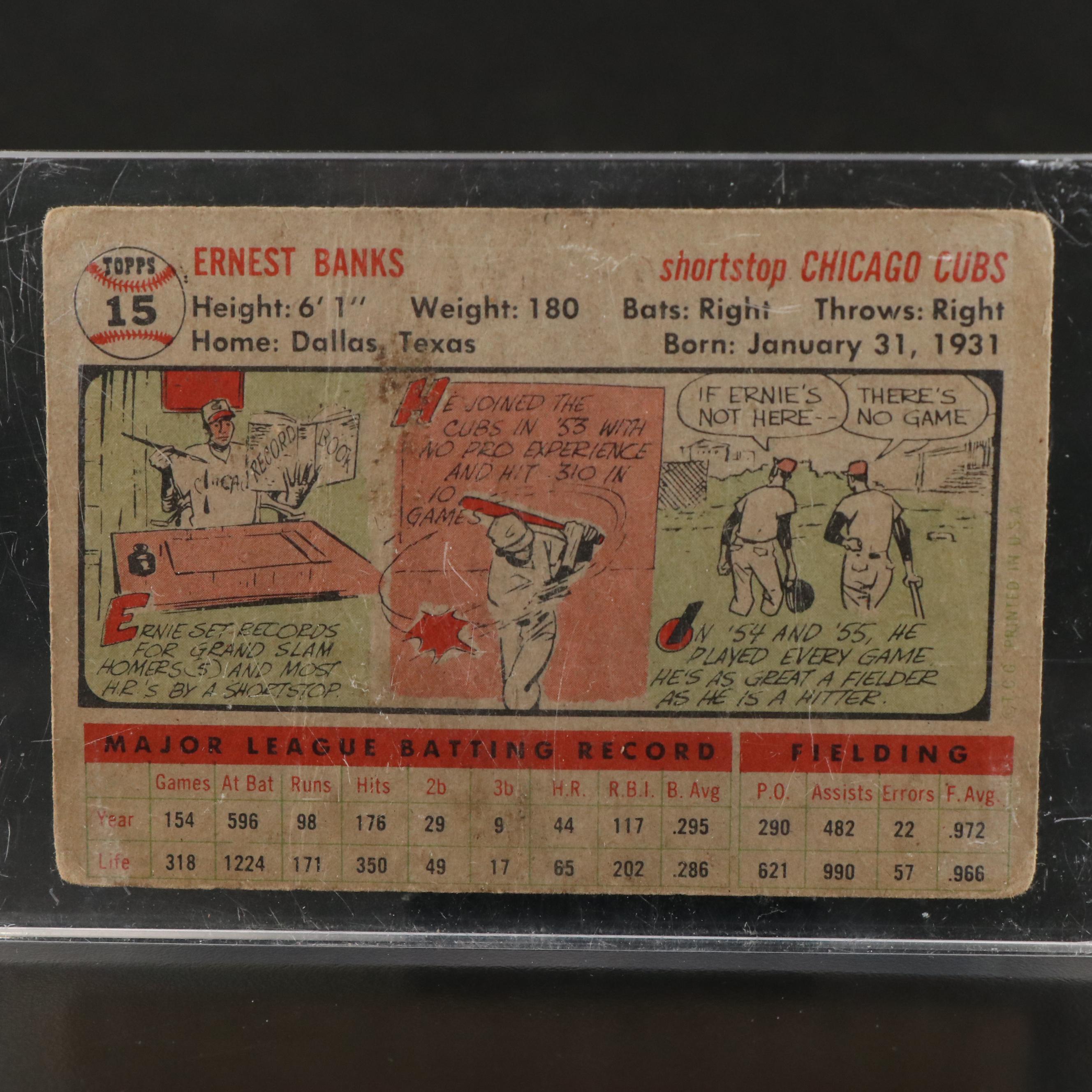 1956 Topps Ernie Banks Chicago Cubs Baseball Card