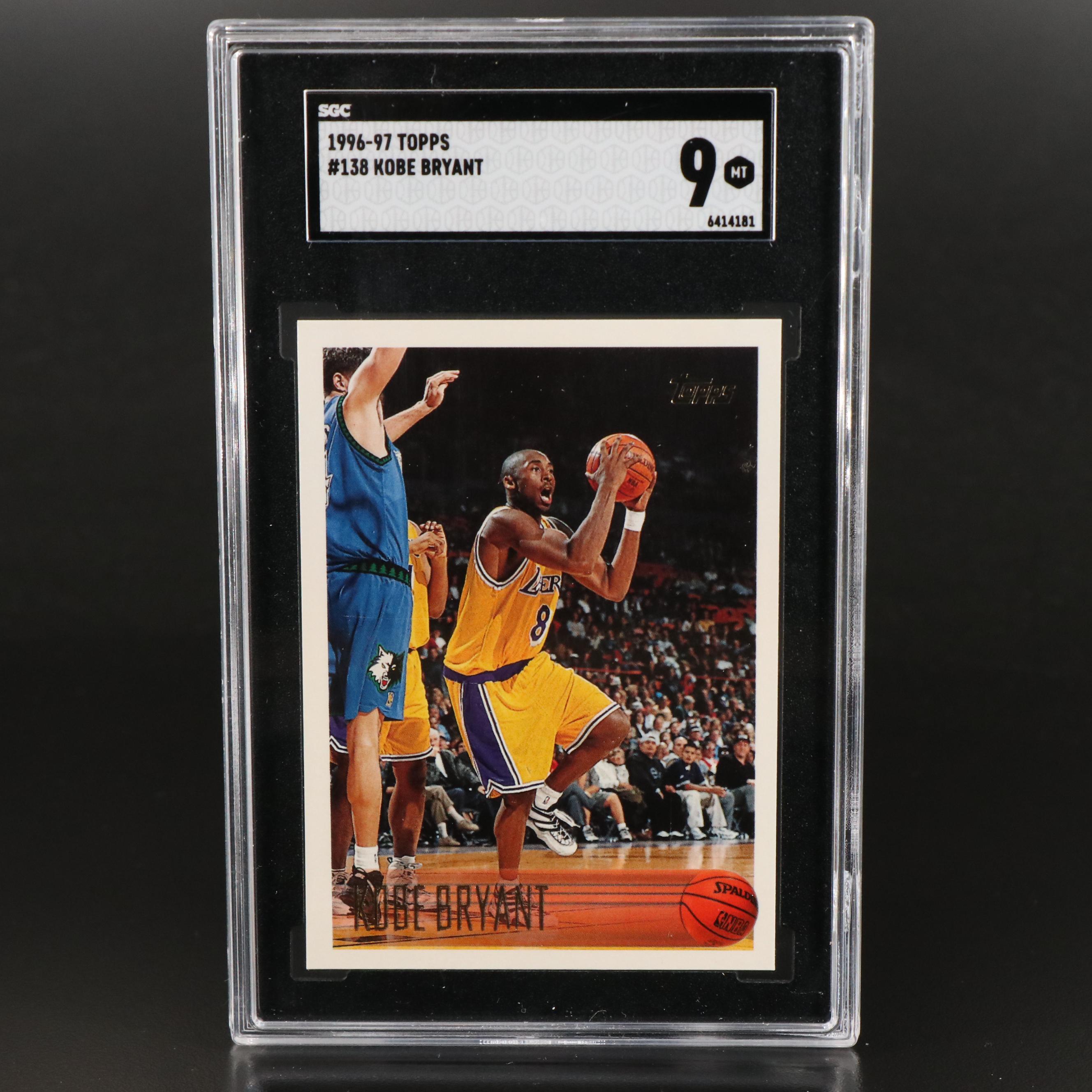 1996-97 Topps Kobe Bryant Los Angeles Lakers Rookie Card Graded SGC 9