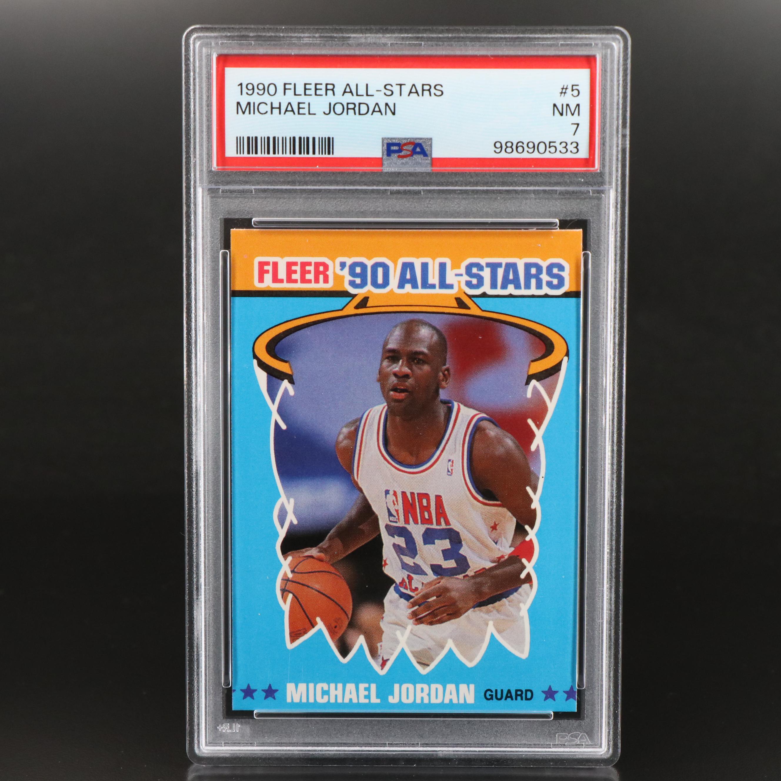 1990 Fleer All-Stars Michael Jordan Basketball Card Graded PSA 7