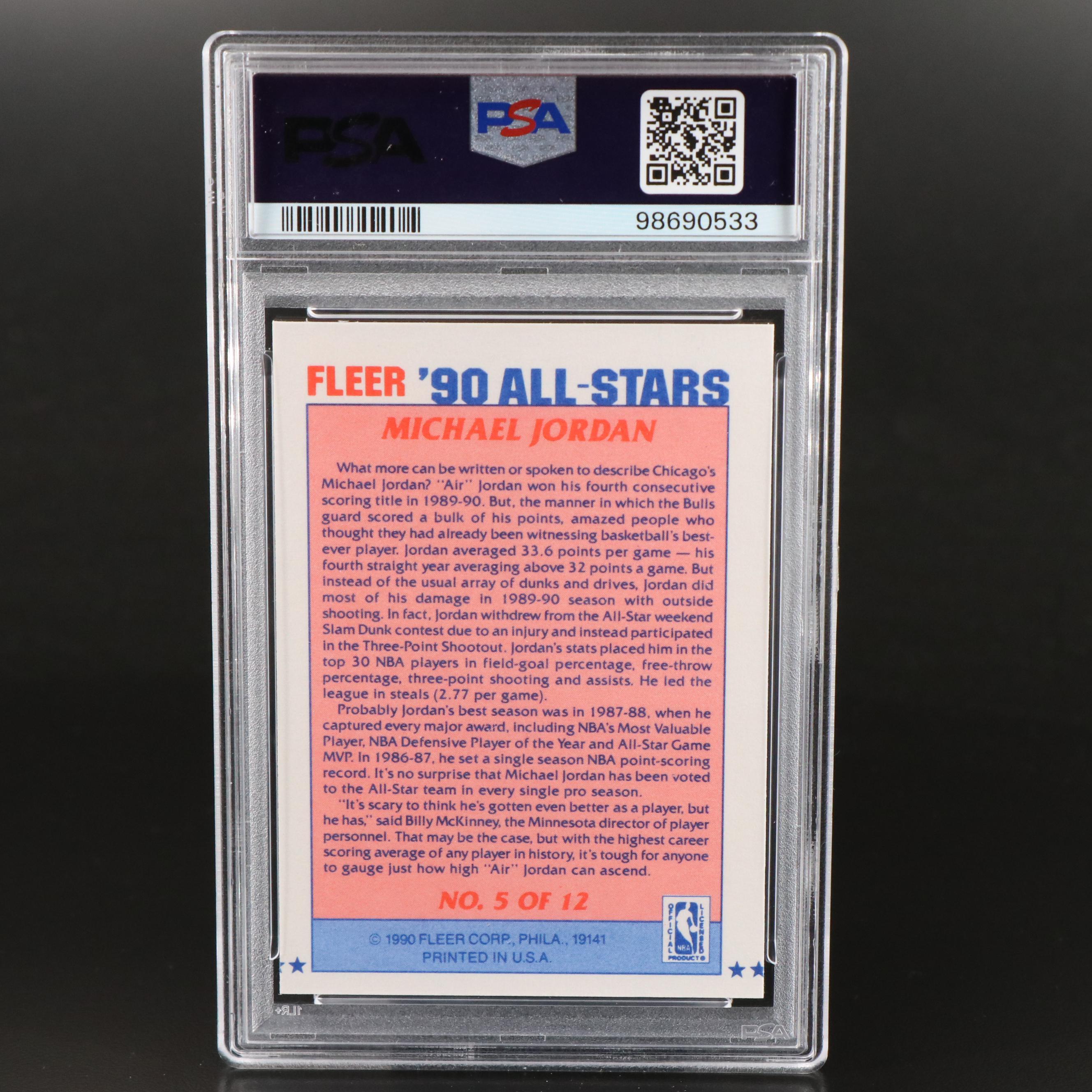 1990 Fleer All-Stars Michael Jordan Basketball Card Graded PSA 7