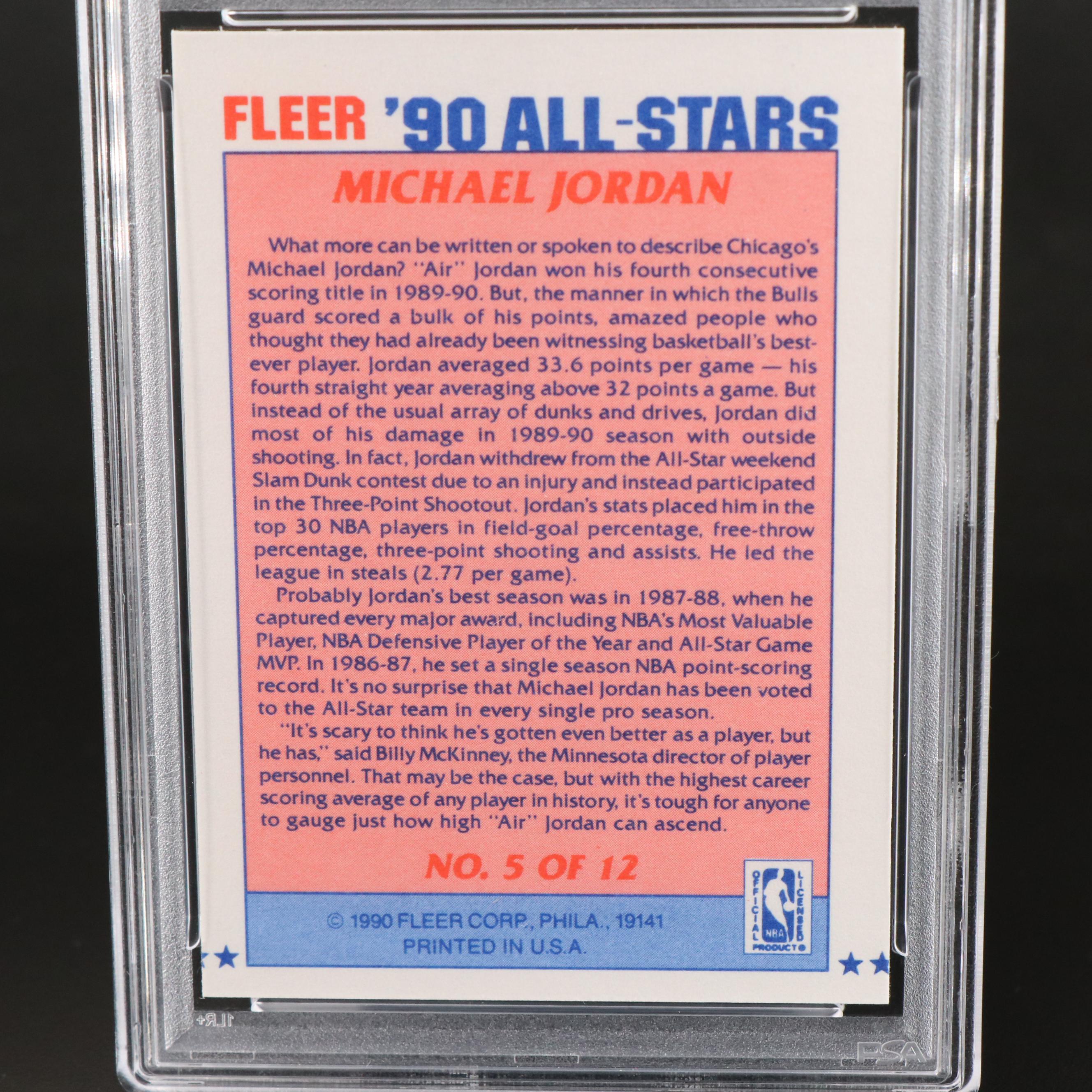 1990 Fleer All-Stars Michael Jordan Basketball Card Graded PSA 7