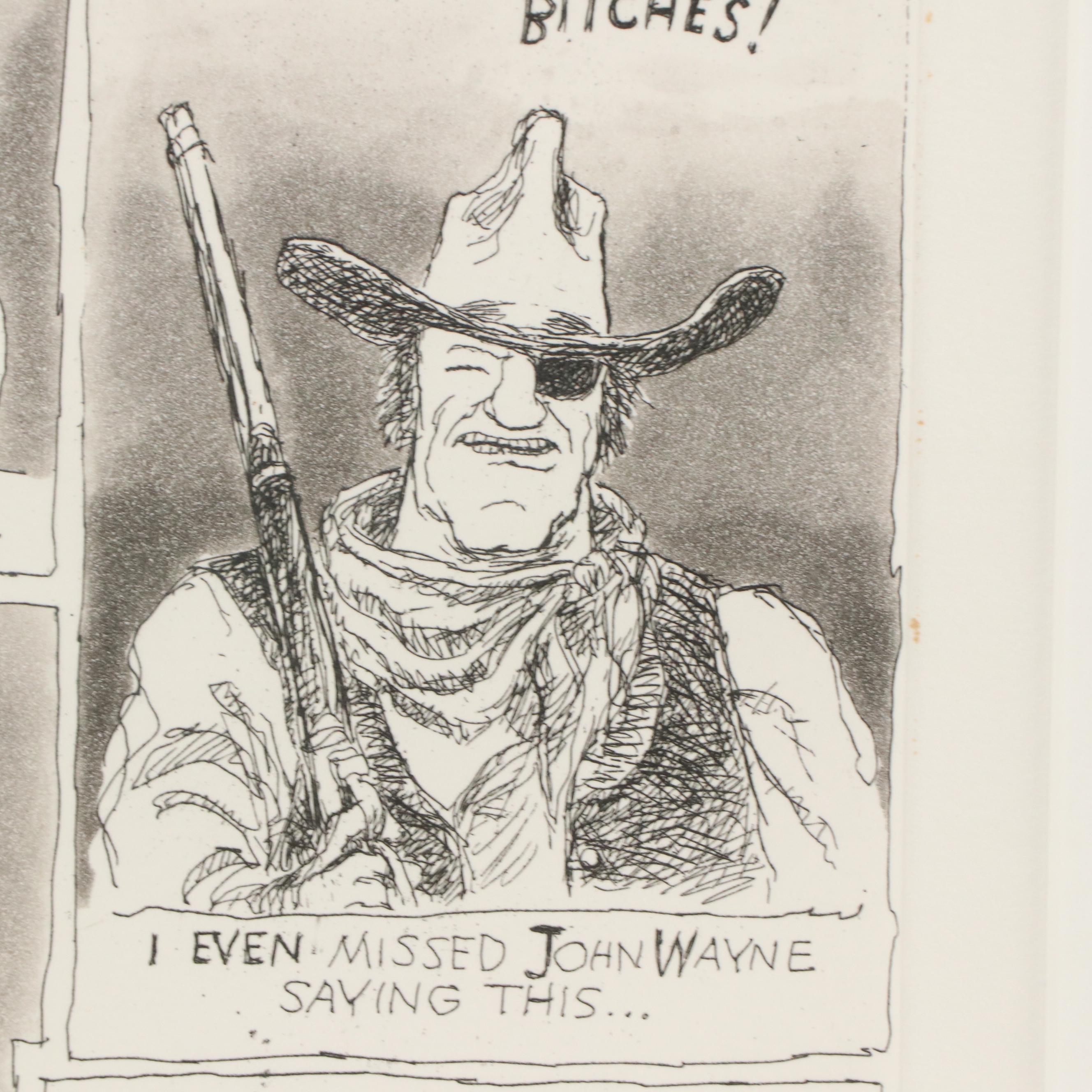 Patrick Oliphant Landfall Press Portfolio of Six Cartoon Etchings, 1999