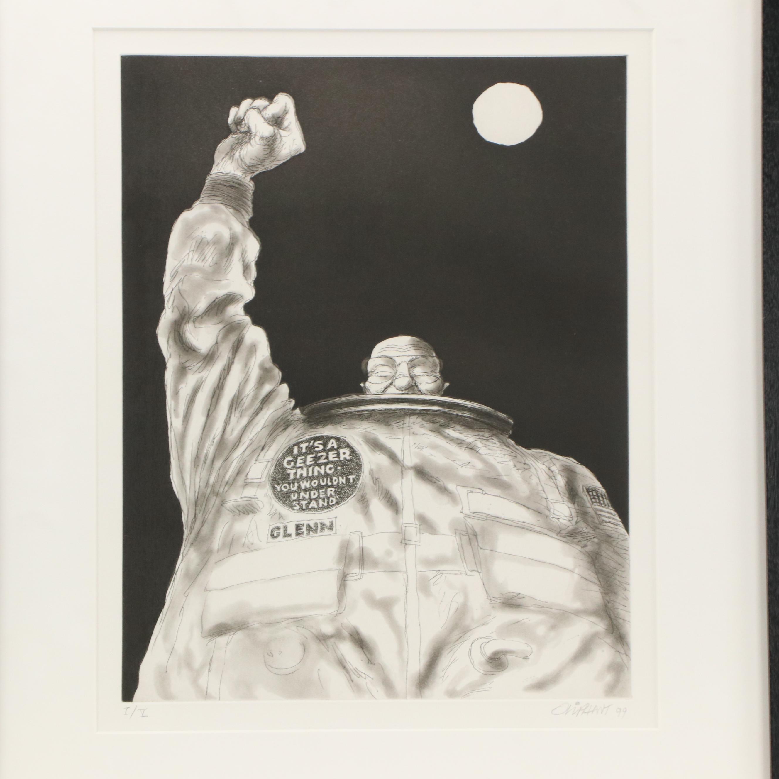 Patrick Oliphant Landfall Press Portfolio of Six Cartoon Etchings, 1999