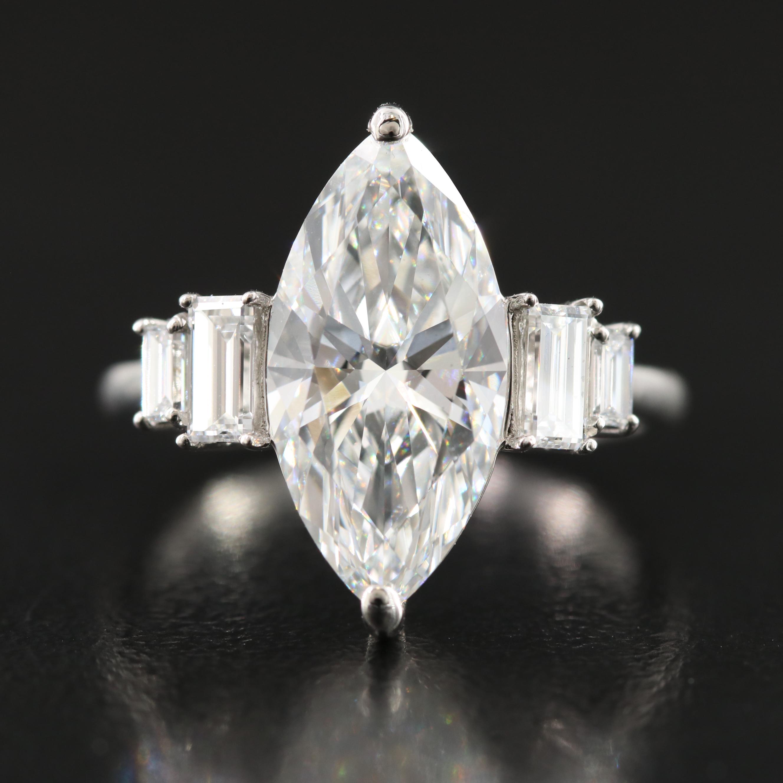 Platinum 3.55 CTW Lab Grown Diamond Ring with IGI Report