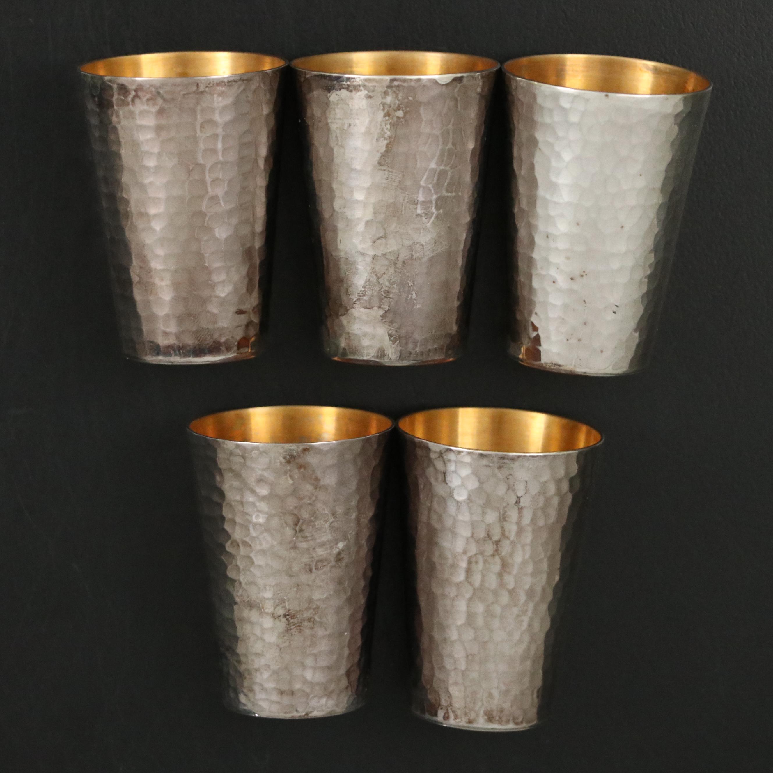 Vintage Japanese Sterling Silver Sake Cups with Presentation Case