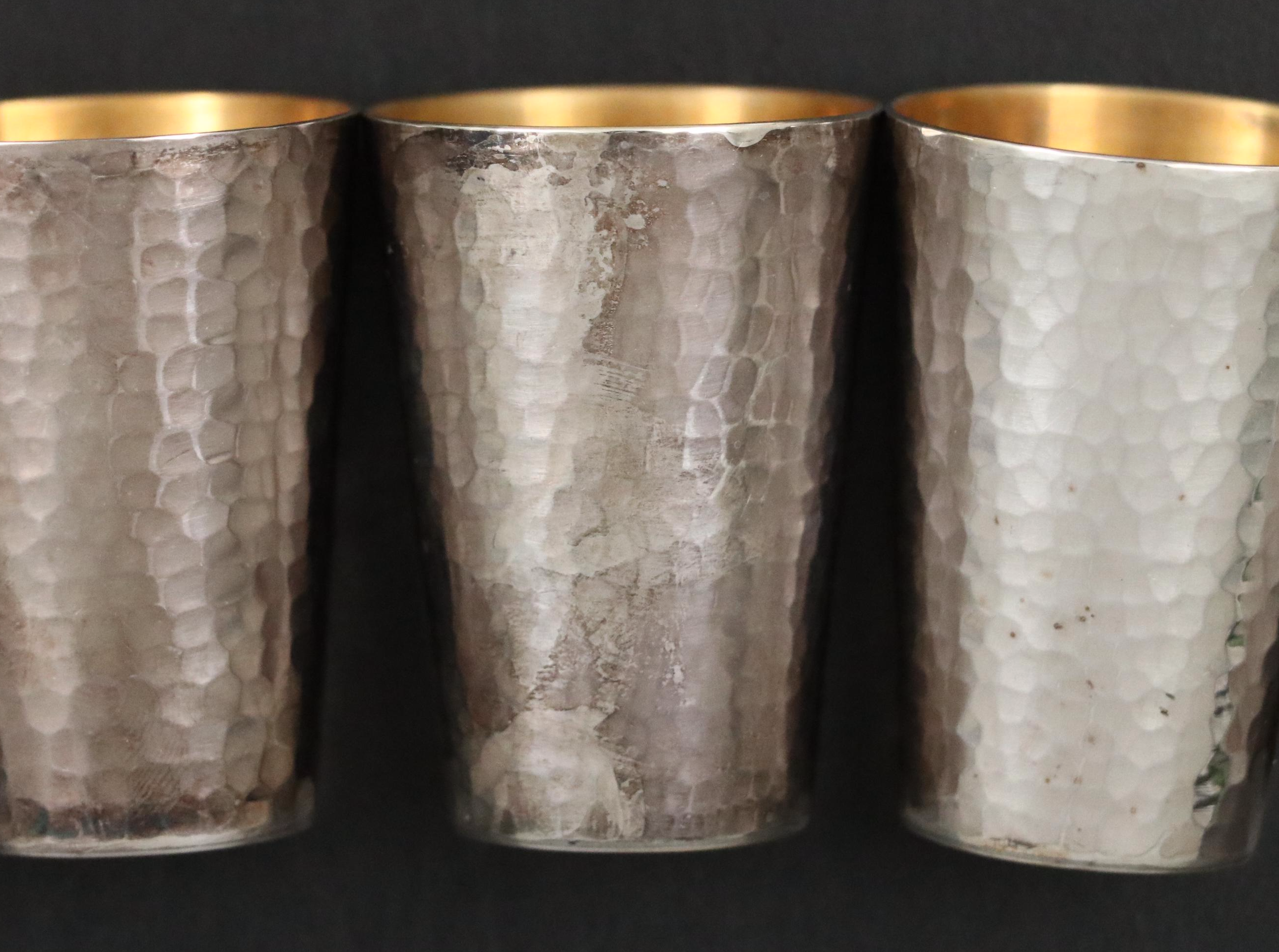 Vintage Japanese Sterling Silver Sake Cups with Presentation Case