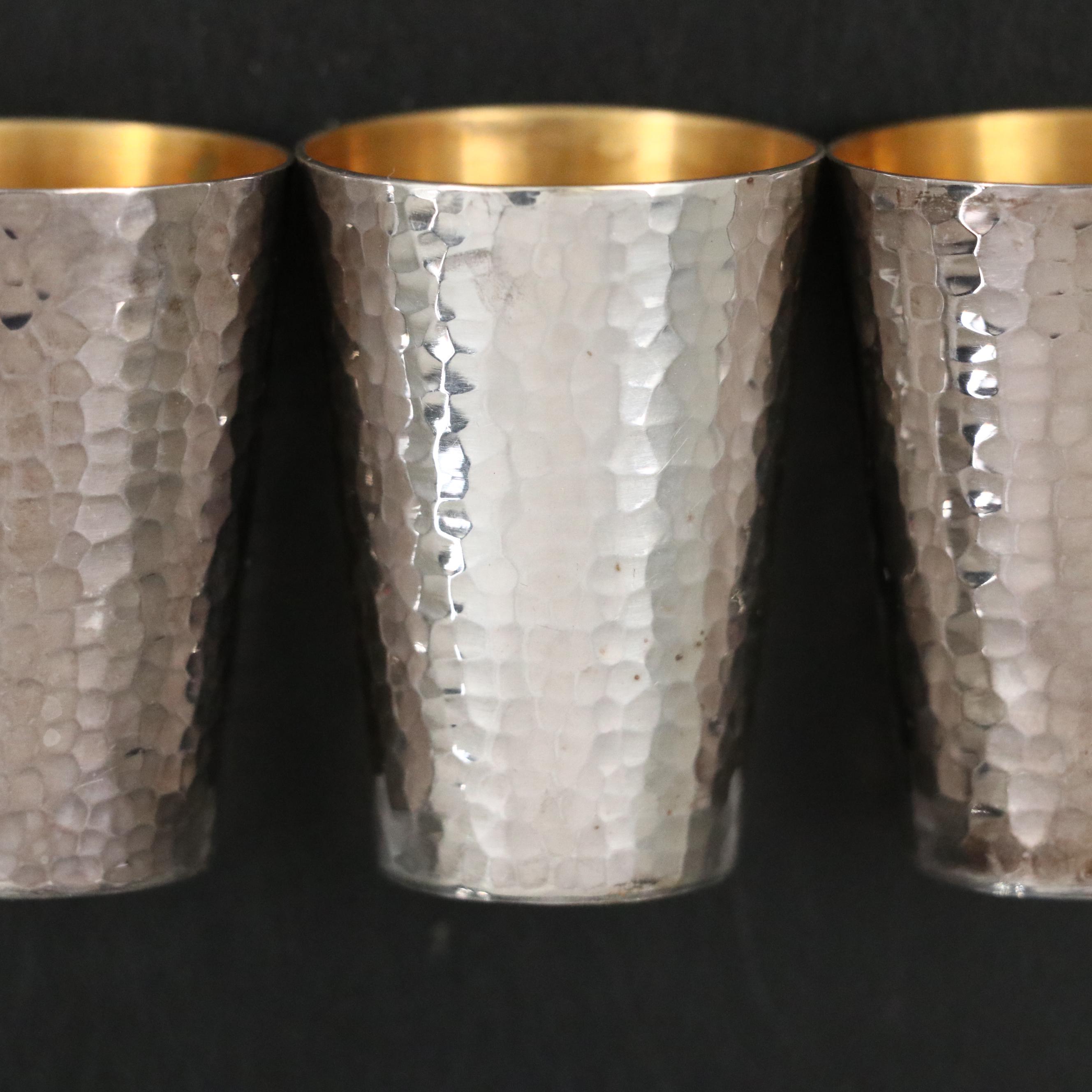 Vintage Japanese Sterling Silver Sake Cups with Presentation Case