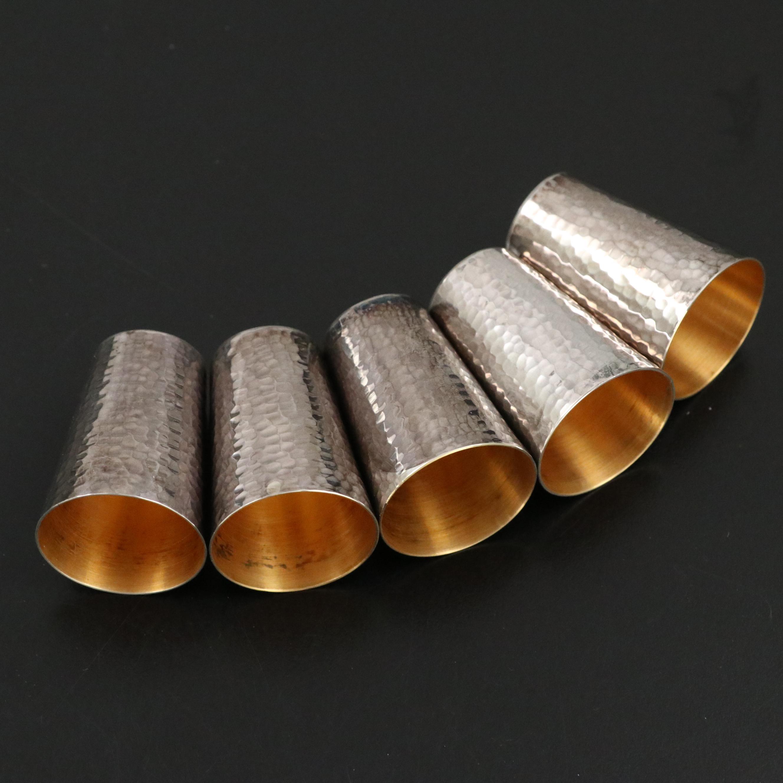 Vintage Japanese Sterling Silver Sake Cups with Presentation Case