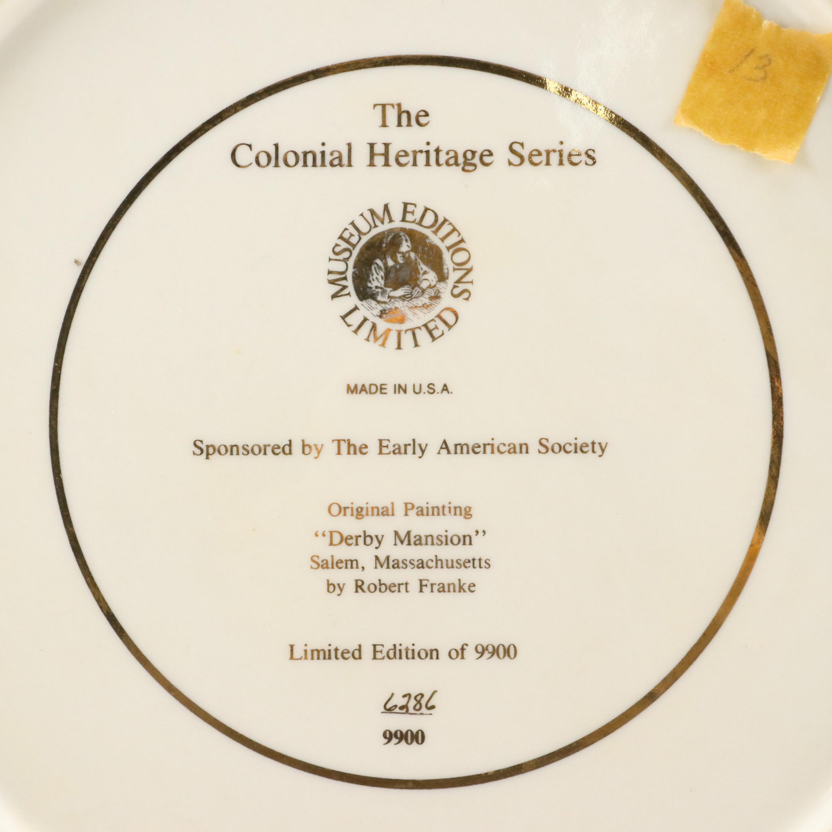 Ridgewood Limited Edition "The Colonial Heritage Series" Porcelain Plates