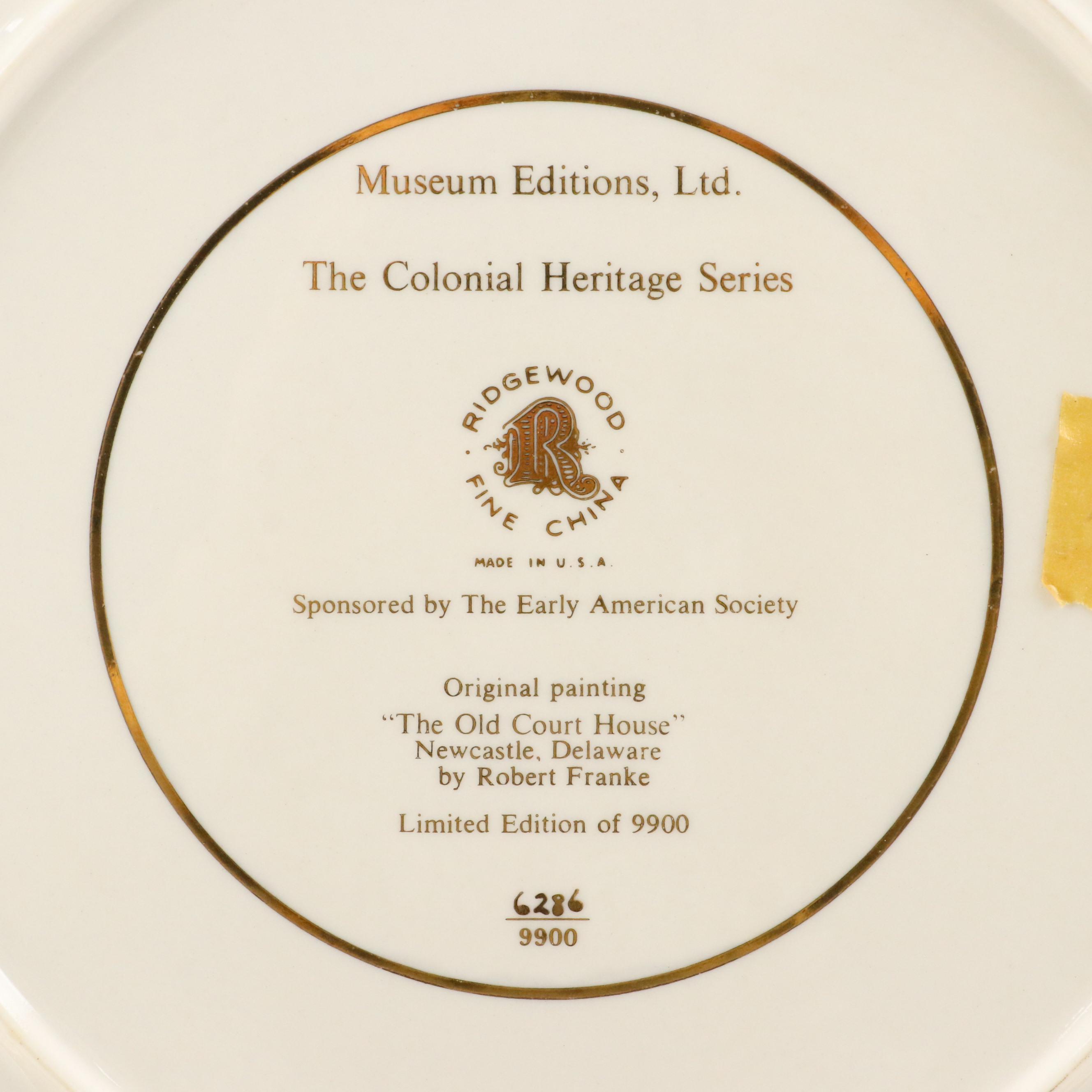 Ridgewood Limited Edition "The Colonial Heritage Series" Porcelain Plates