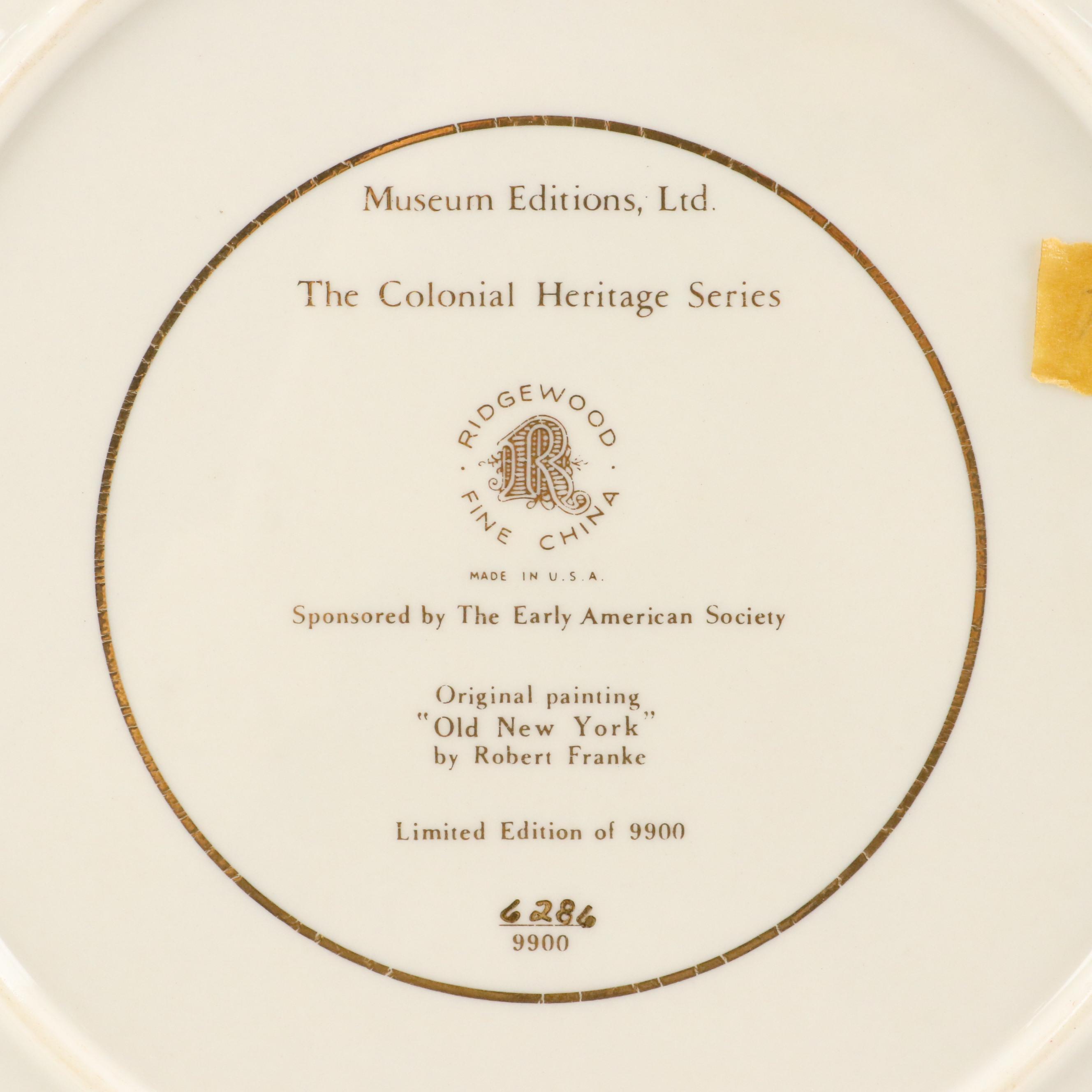 Ridgewood Limited Edition "The Colonial Heritage Series" Porcelain Plates