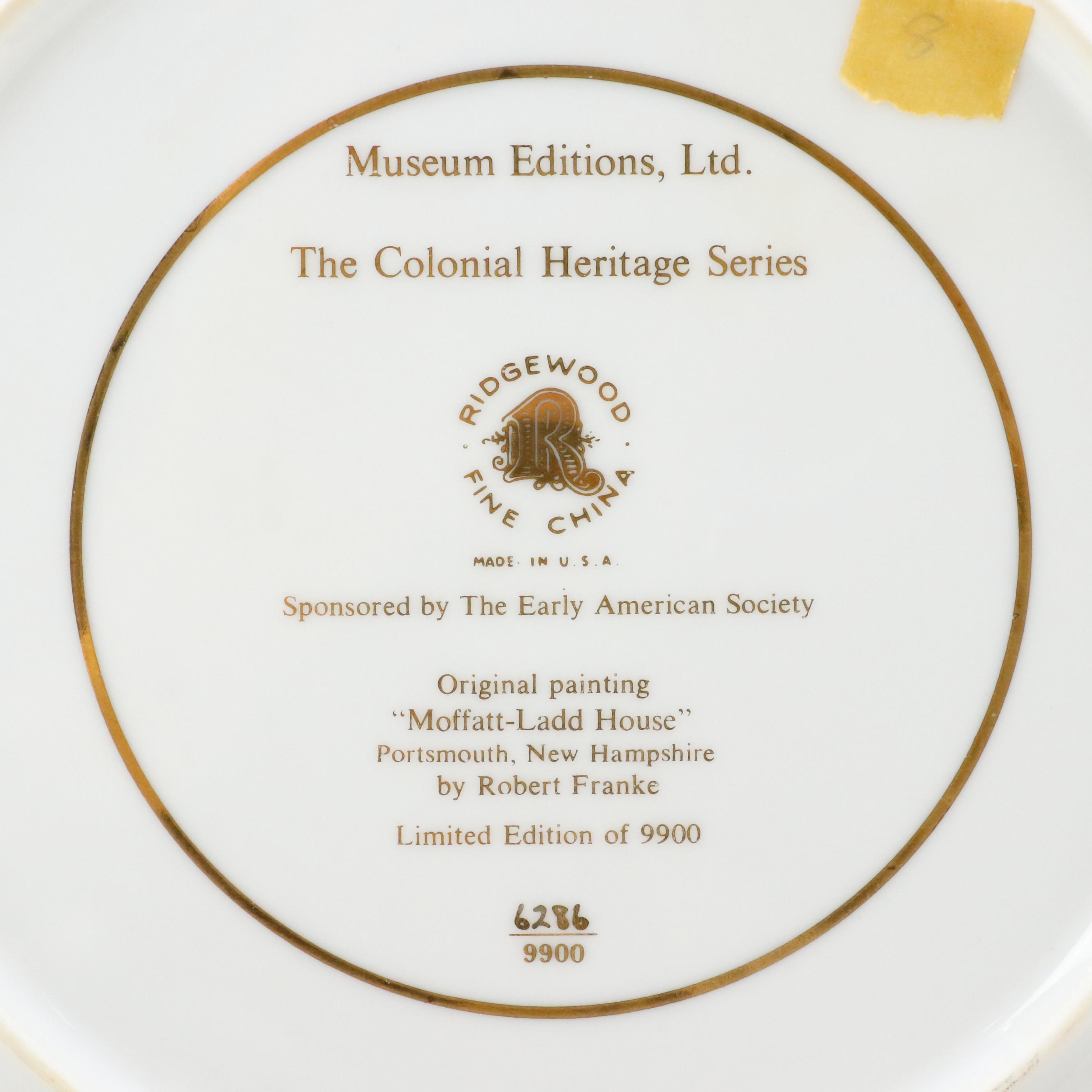 Ridgewood Limited Edition "The Colonial Heritage Series" Porcelain Plates