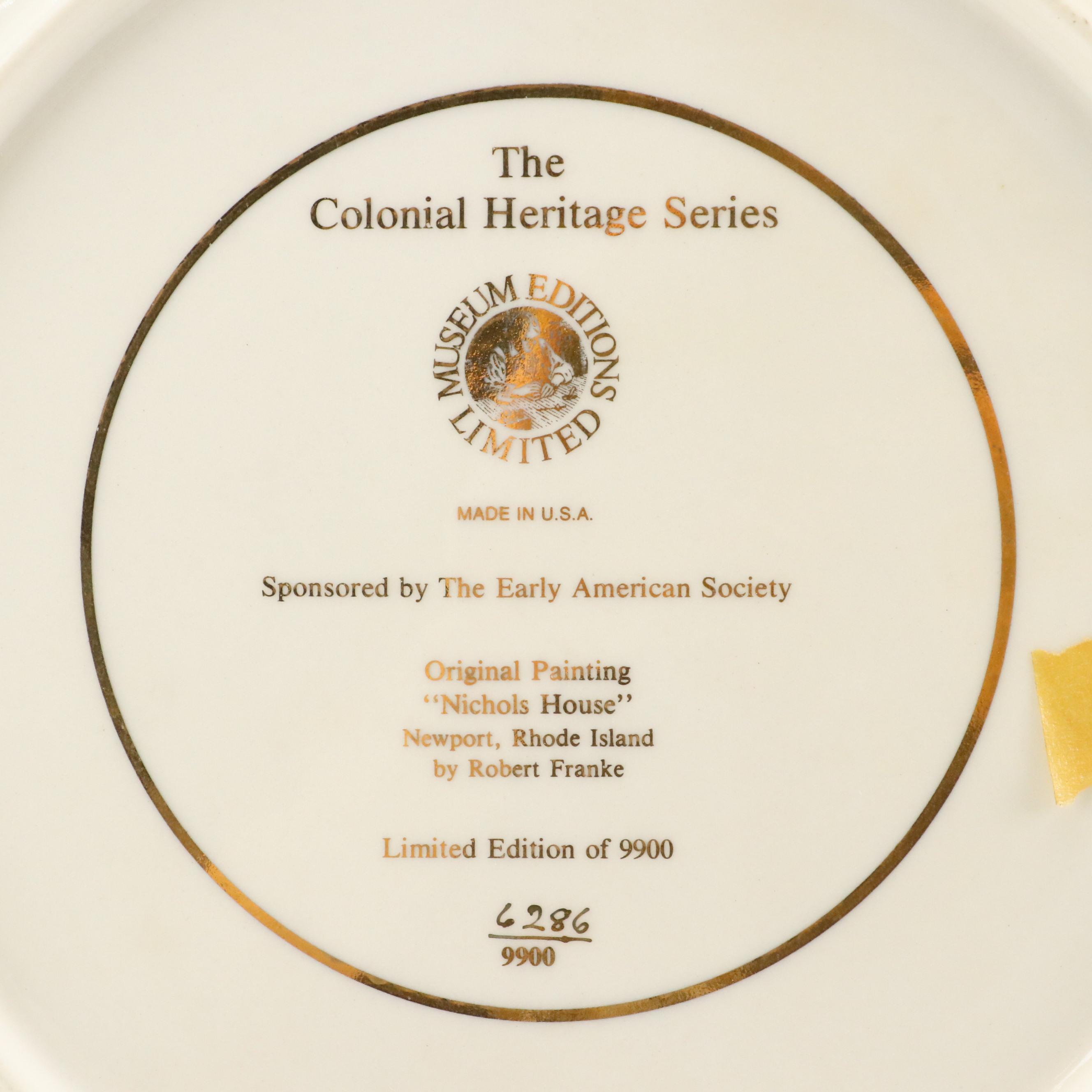 Ridgewood Limited Edition "The Colonial Heritage Series" Porcelain Plates