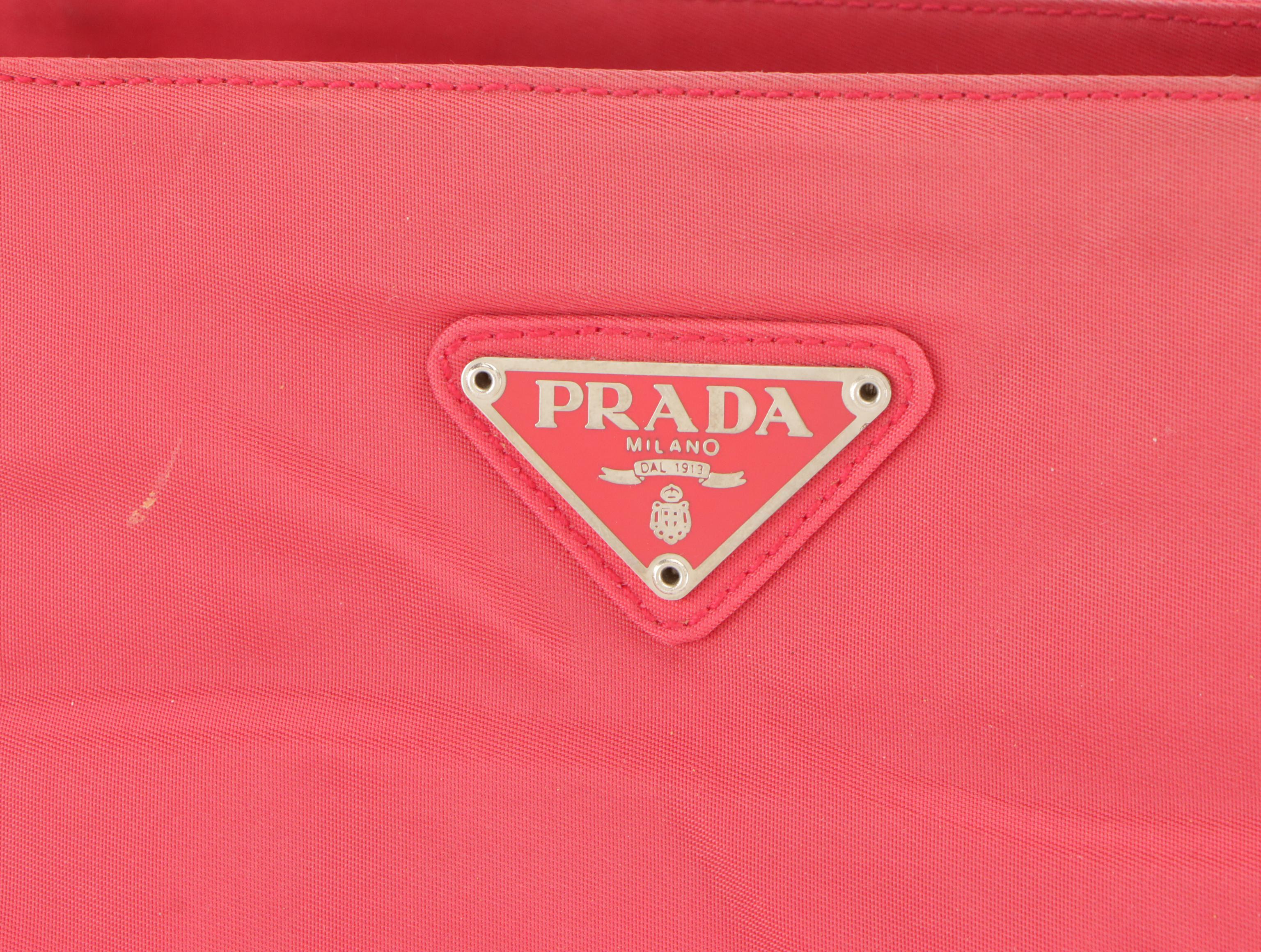 Prada City Shopper Shoulder Tote in Candy Red Tessuto Nylon