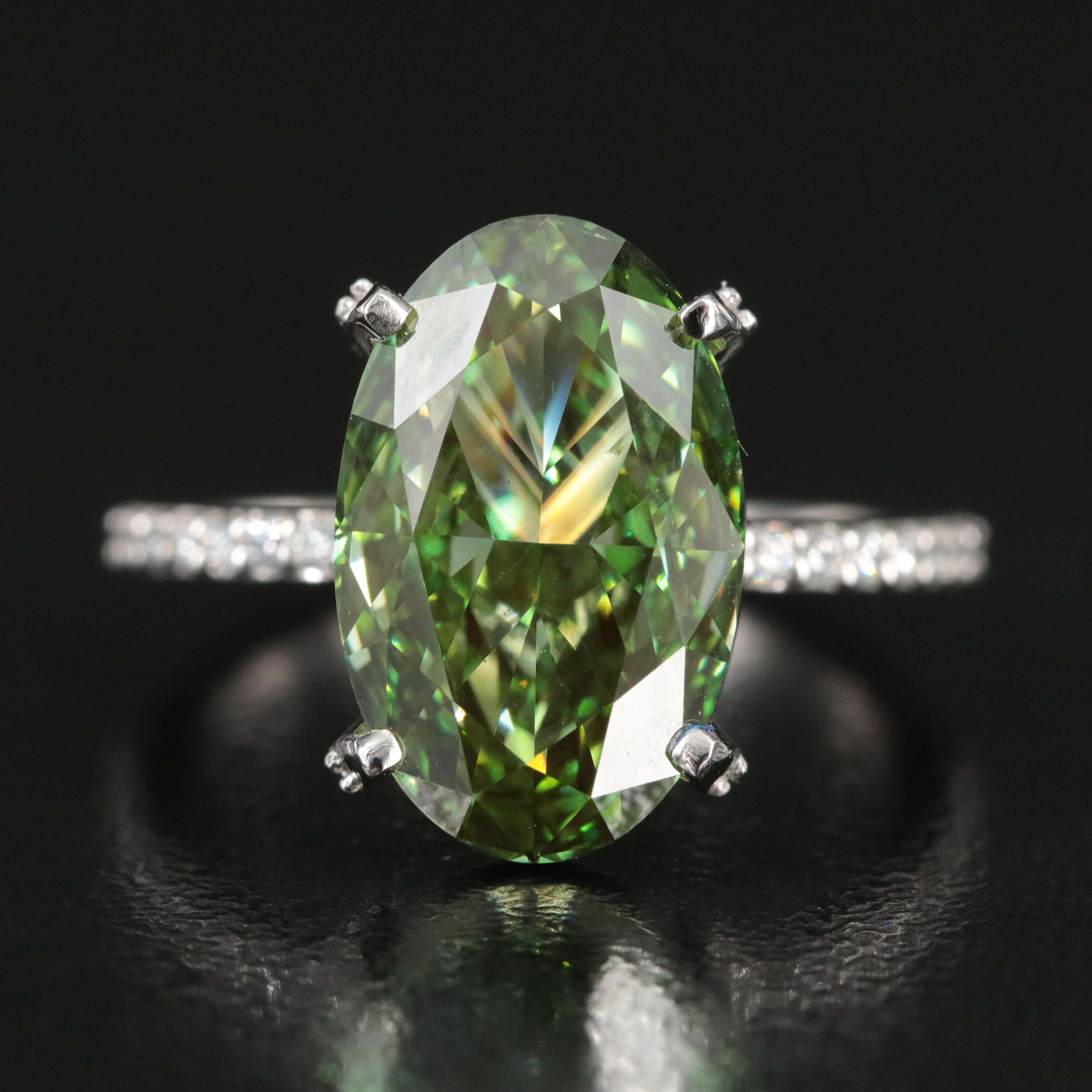 Platinum 5.33 CTW Lab Grown Diamond Ring with IGI Report and Fancy Center