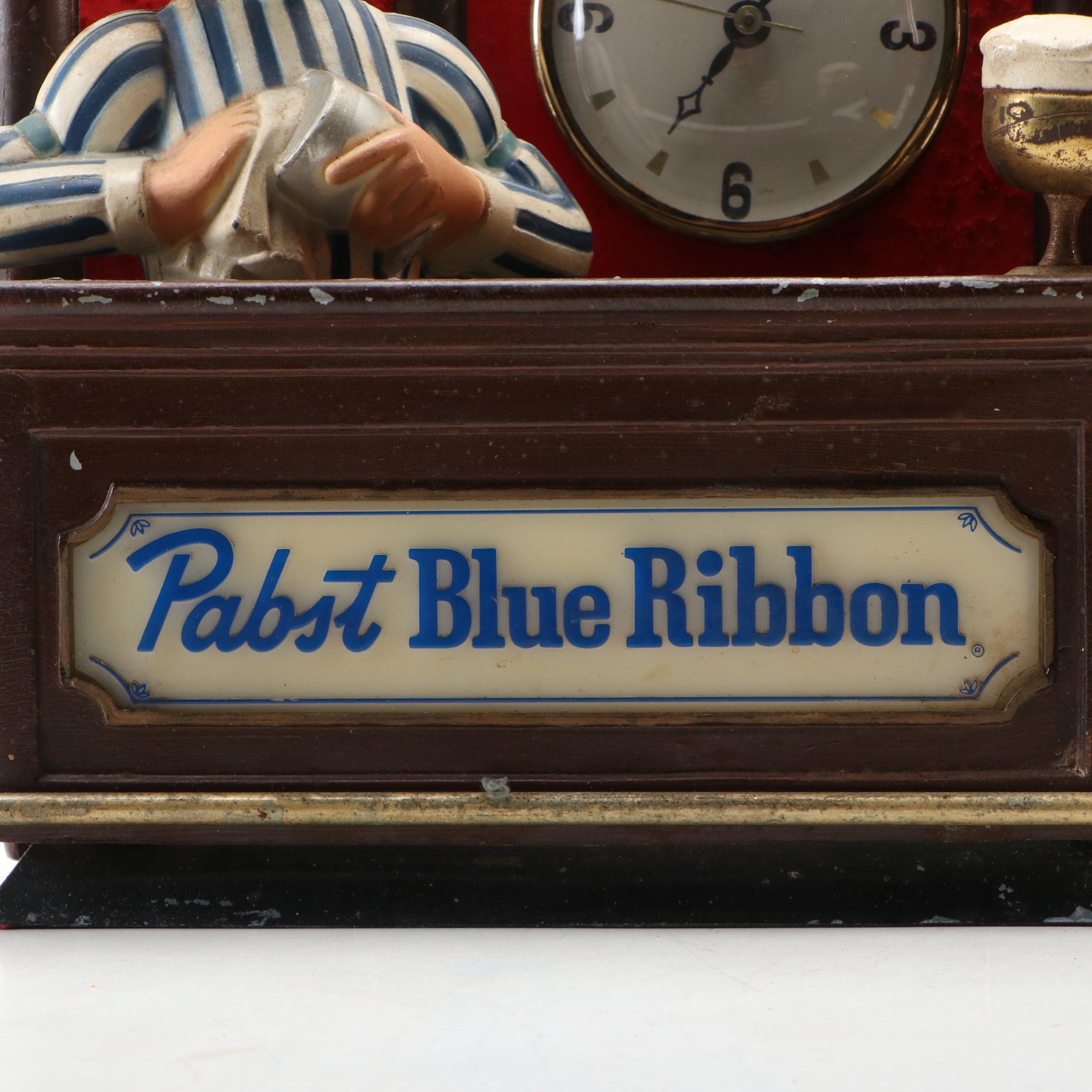 Pabst Blue Ribbon Beer Advertising Clock Sign, Mid-20th Century